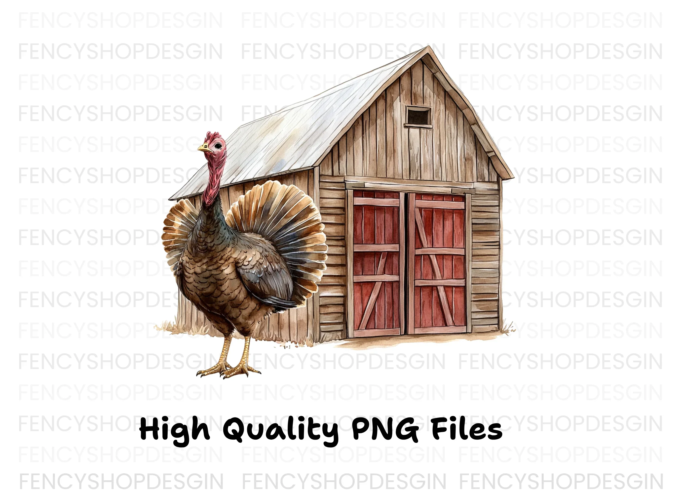 Farmhouse Turkey Barn Clipart Bundle - Image 3