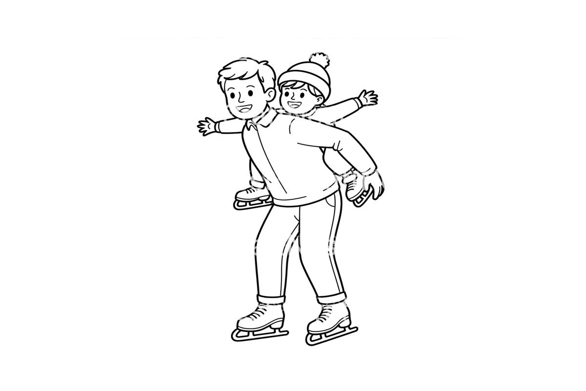 Father and Son Ice Skating Fun Coloring Books - Image 4