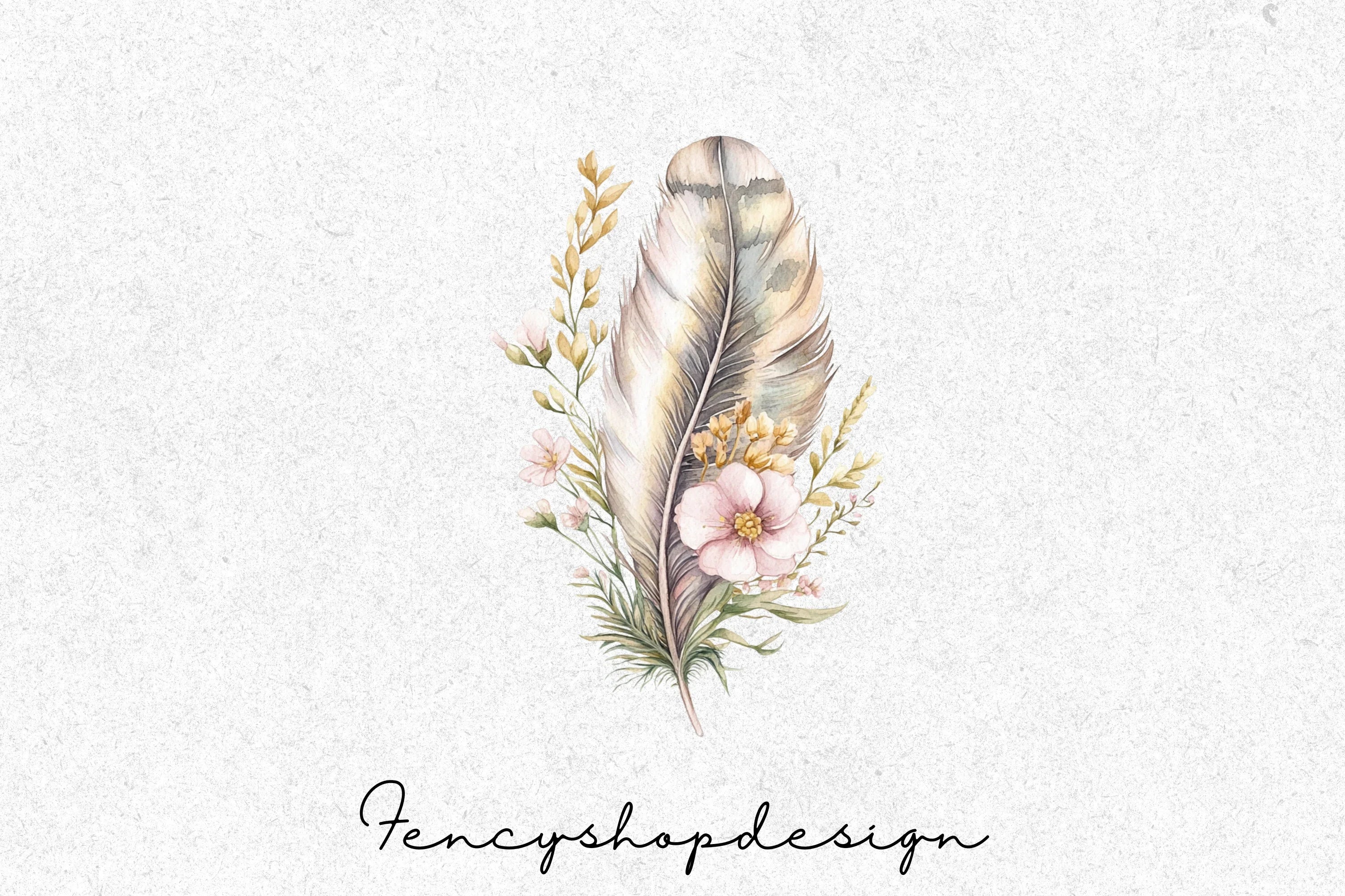 Feather and Flowers Clipart Bundle - Image 3