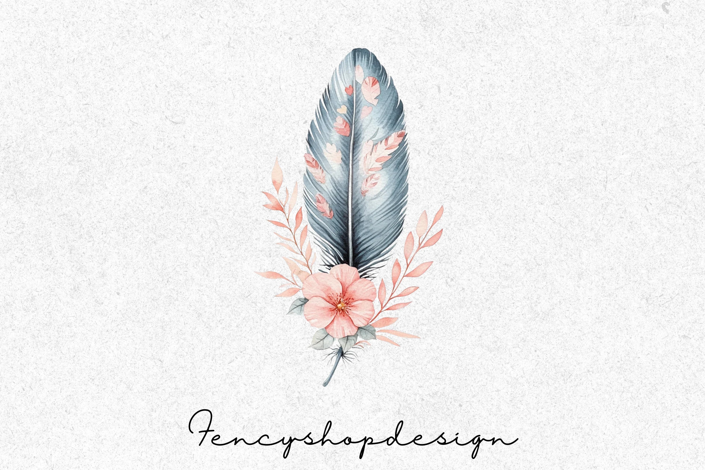 Feather and Flowers Clipart Bundle - Image 4