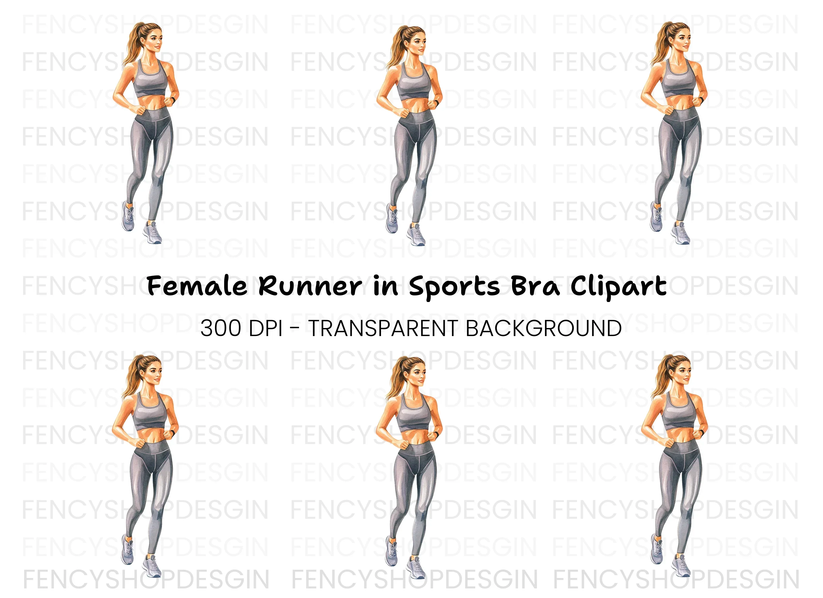 Female Runner Athletic Woman Clipart Bundle