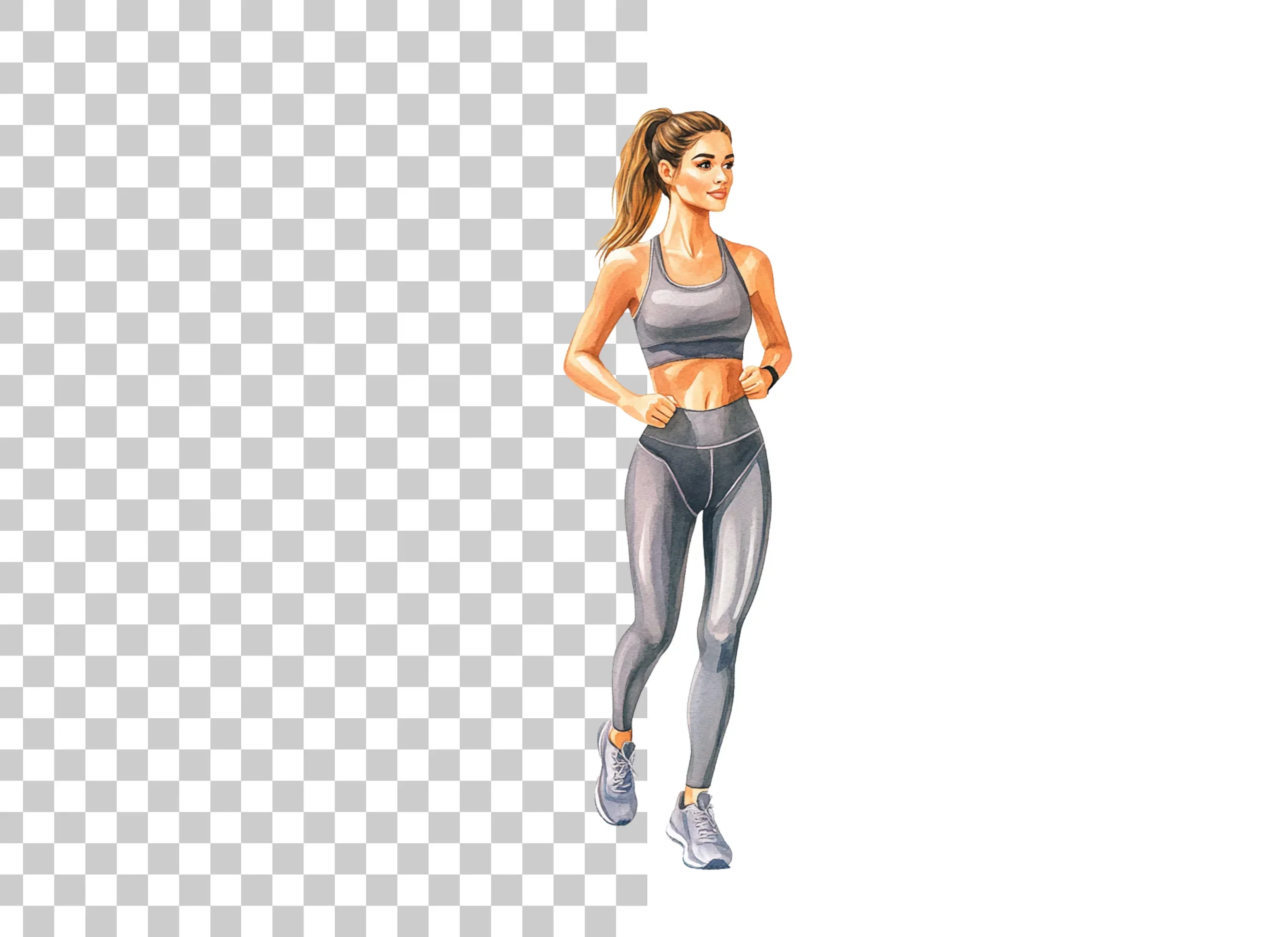 Female Runner Athletic Woman Clipart Bundle - Image 3