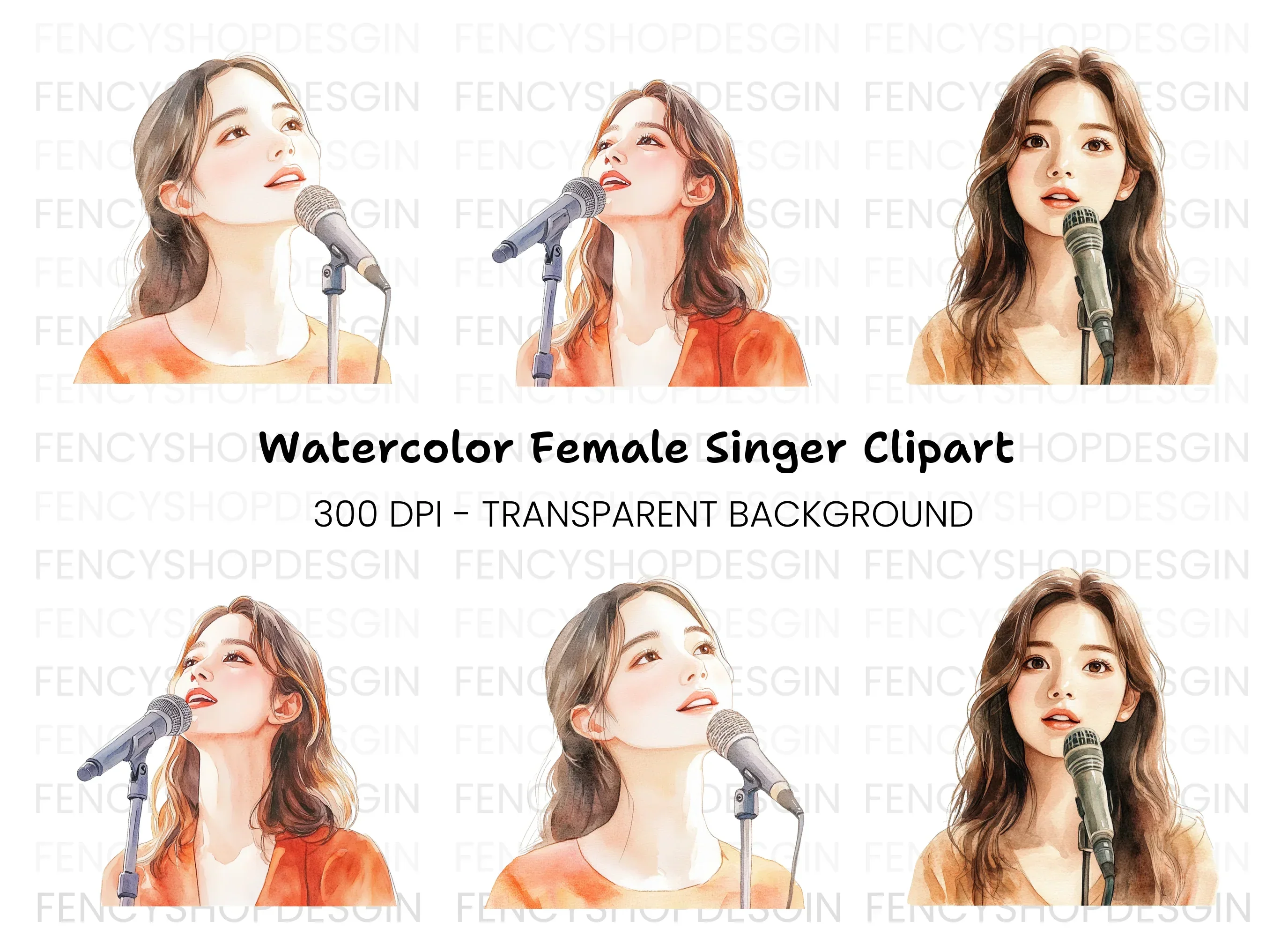 Female Singer Clipart Bundle
