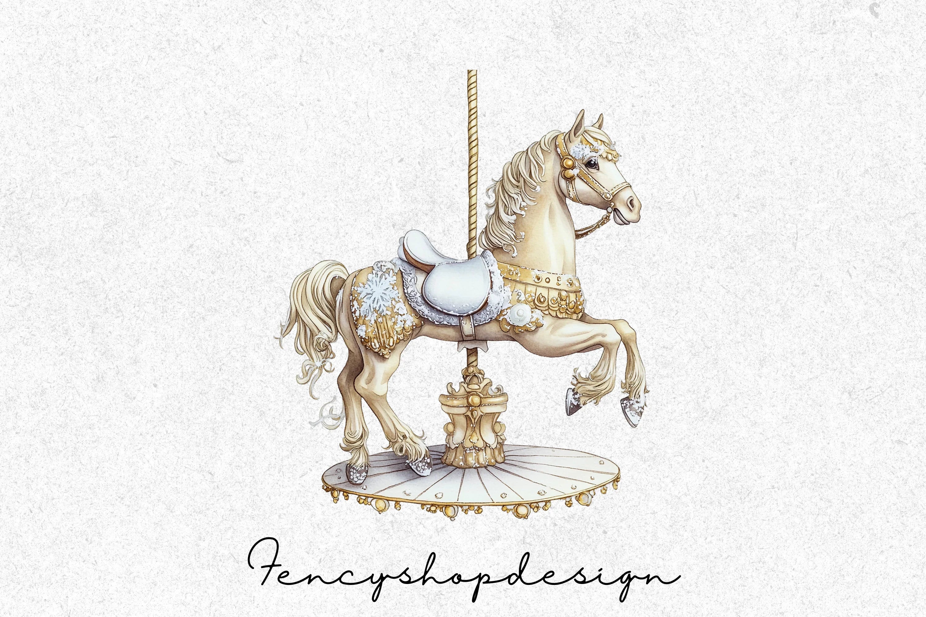 Festive Carousel Horse Clipart Bundle - Image 2
