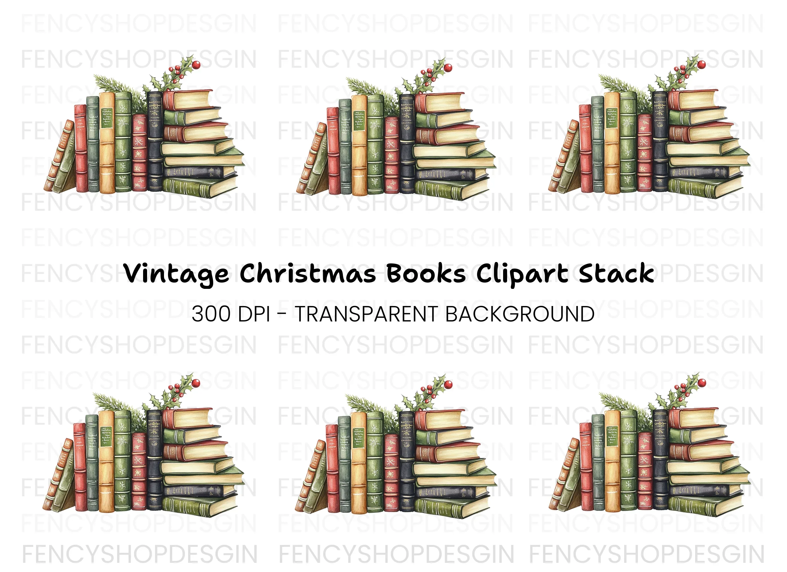 Festive Christmas Book Clipart Bundle