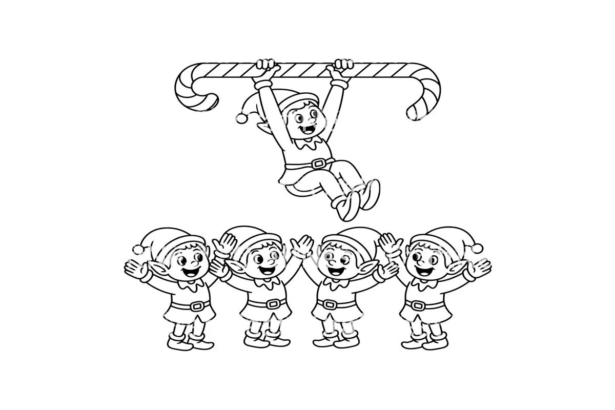 Festive Christmas Elves Coloring Books - Image 3