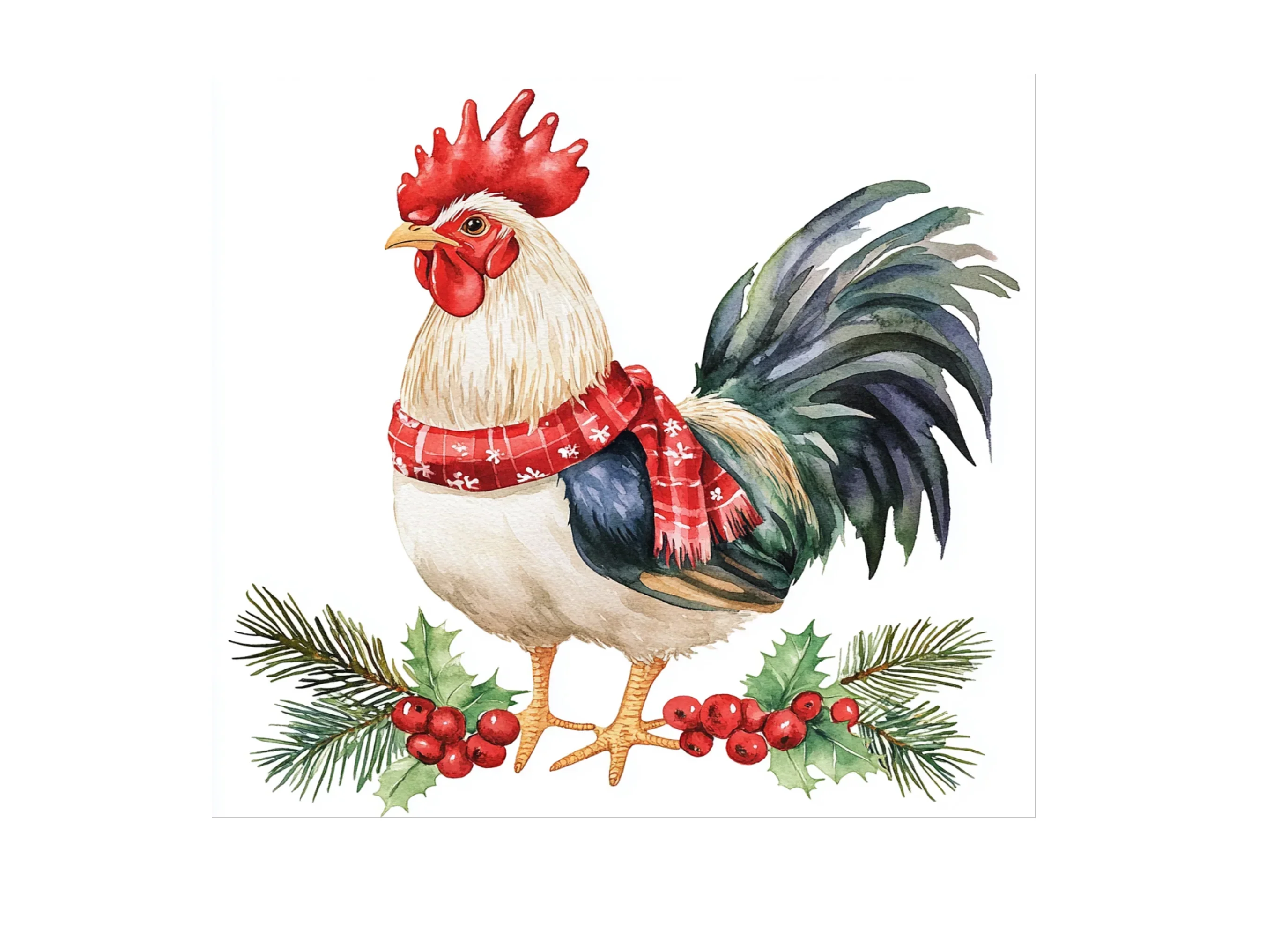 Festive Christmas Rooster Clipart Bundle - Image 2