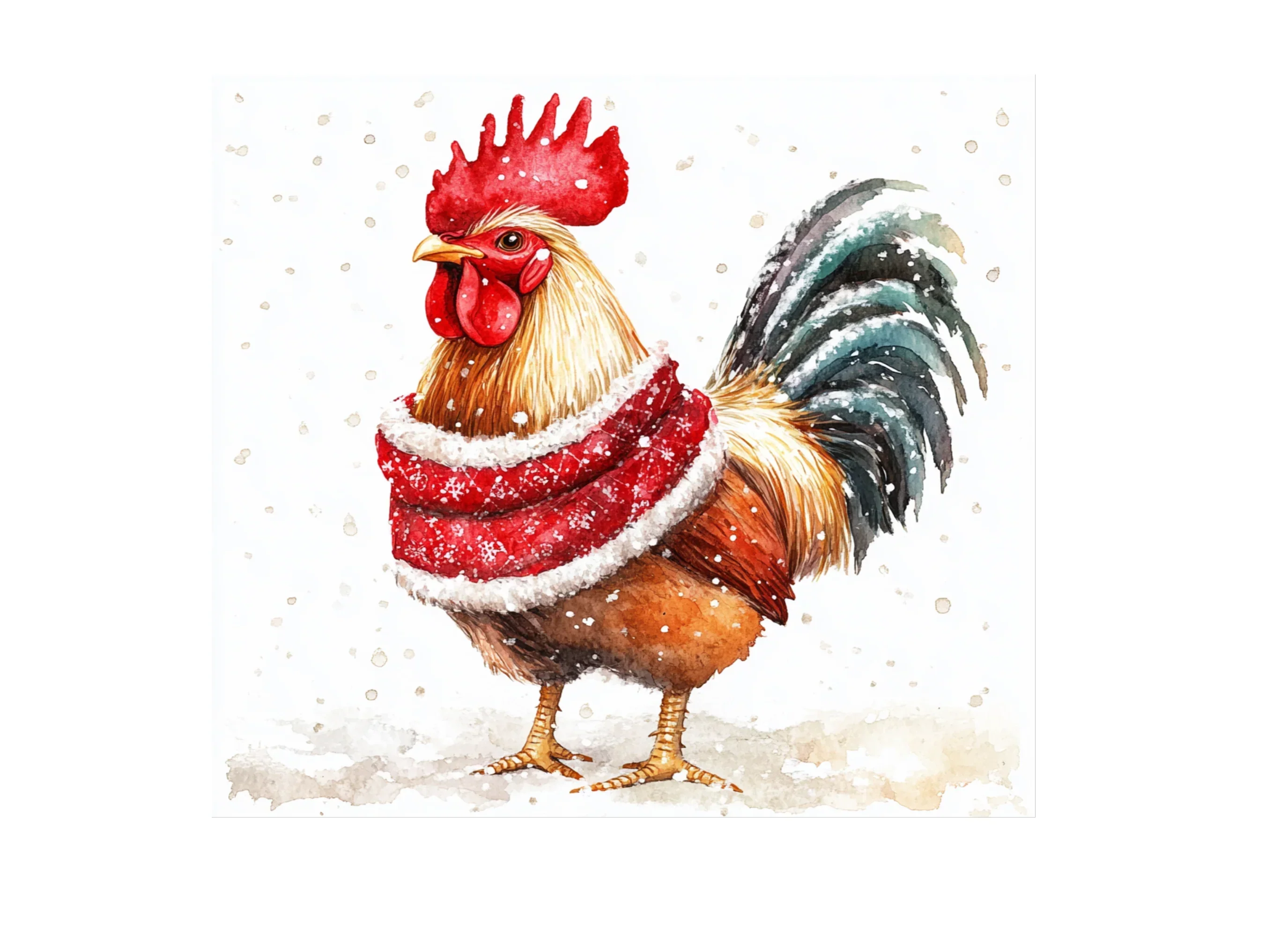Festive Christmas Rooster Clipart Bundle - Image 3