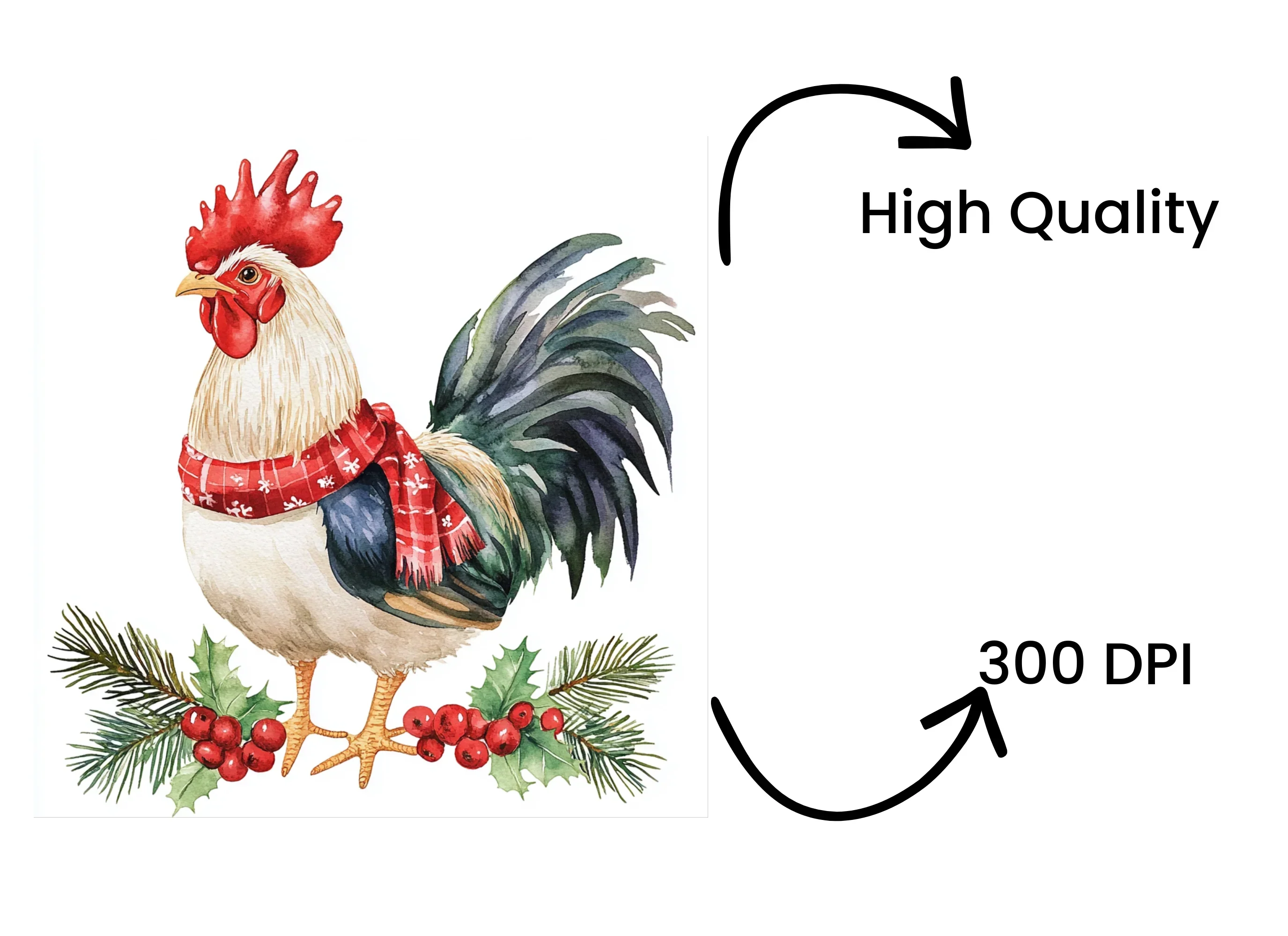 Festive Christmas Rooster Clipart Bundle - Image 4