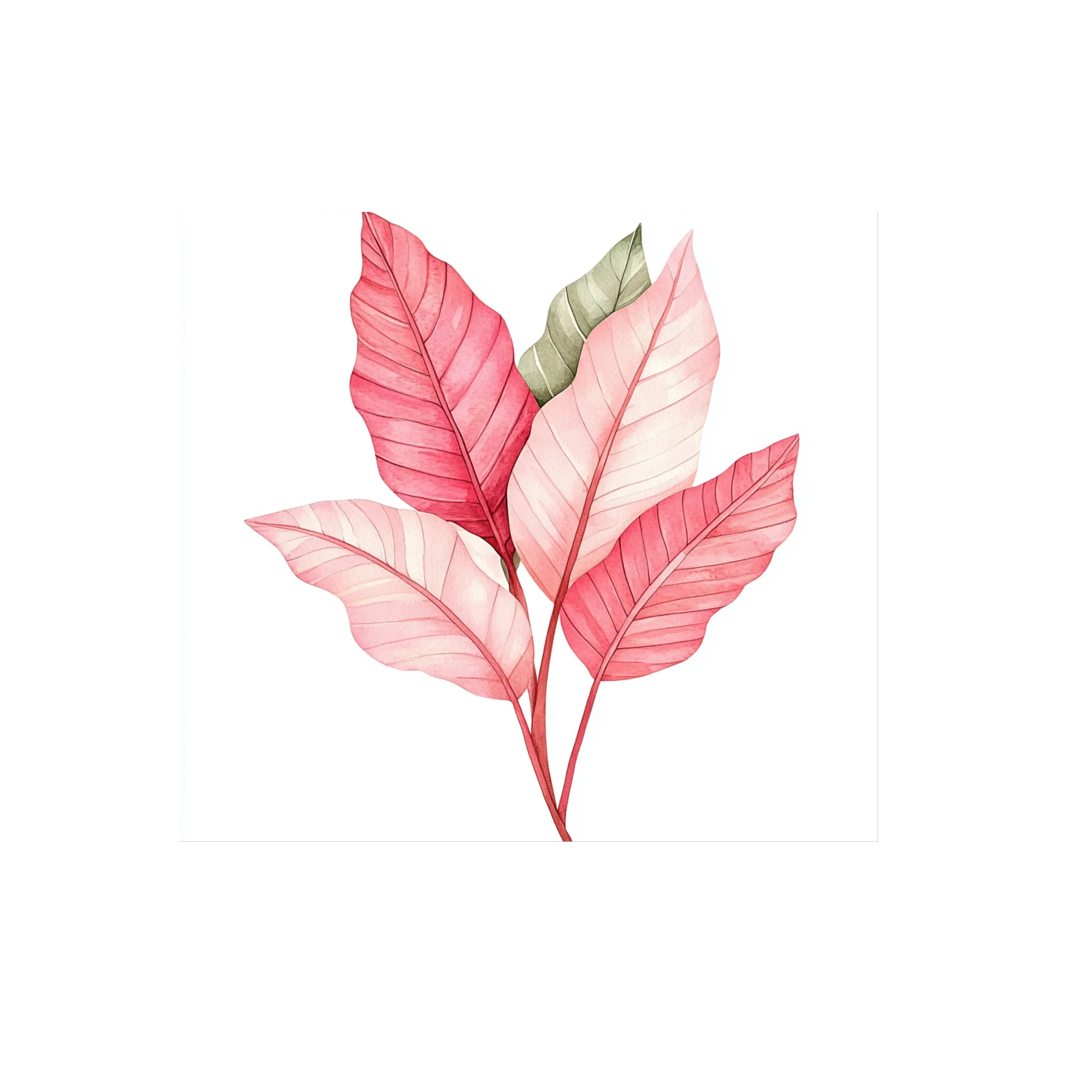 Festive Christmas Tree and Pink Leaves Clipart Bundle - Image 2