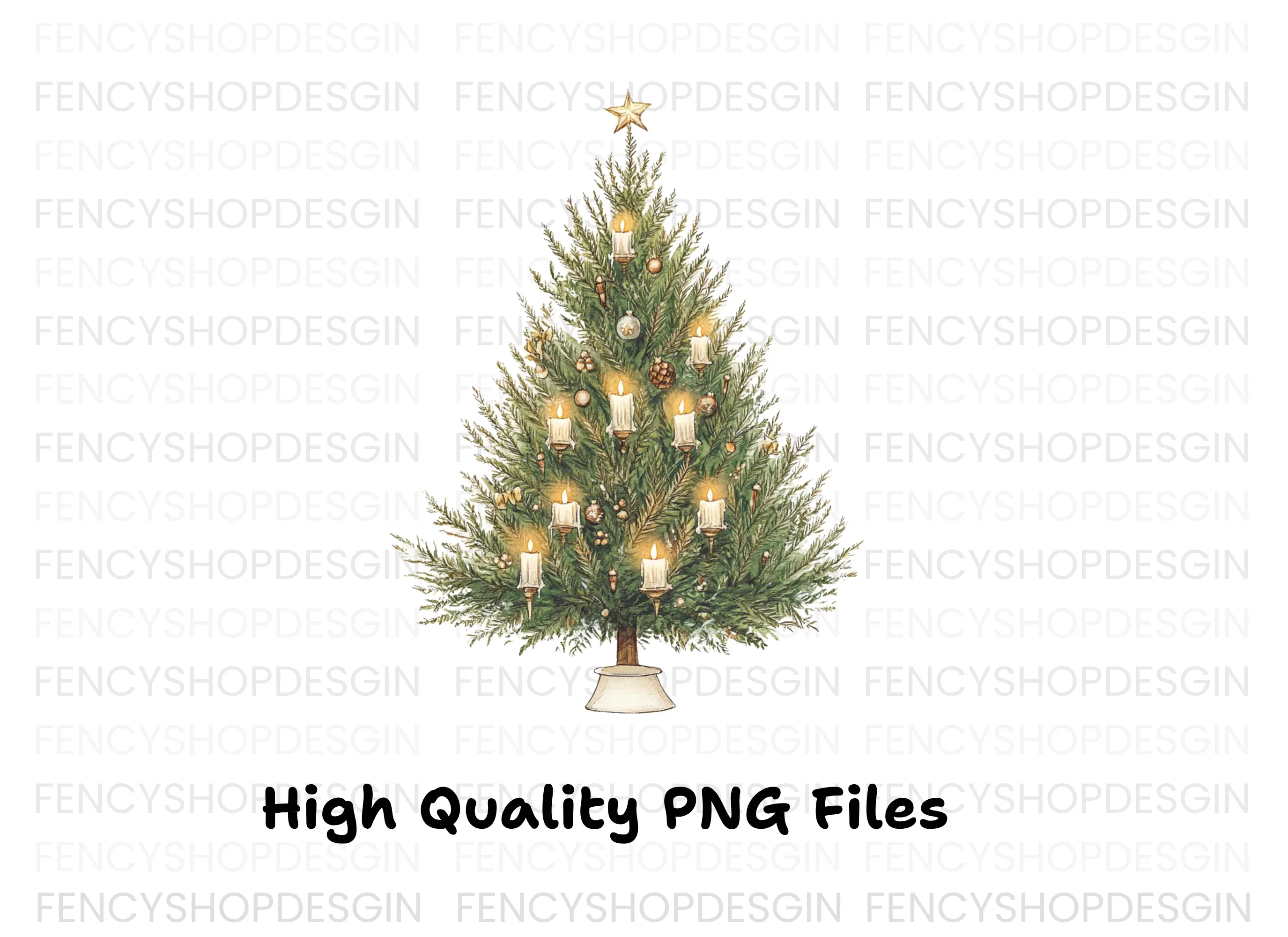 Festive Christmas Tree with Candles Clipart Bundle - Image 3