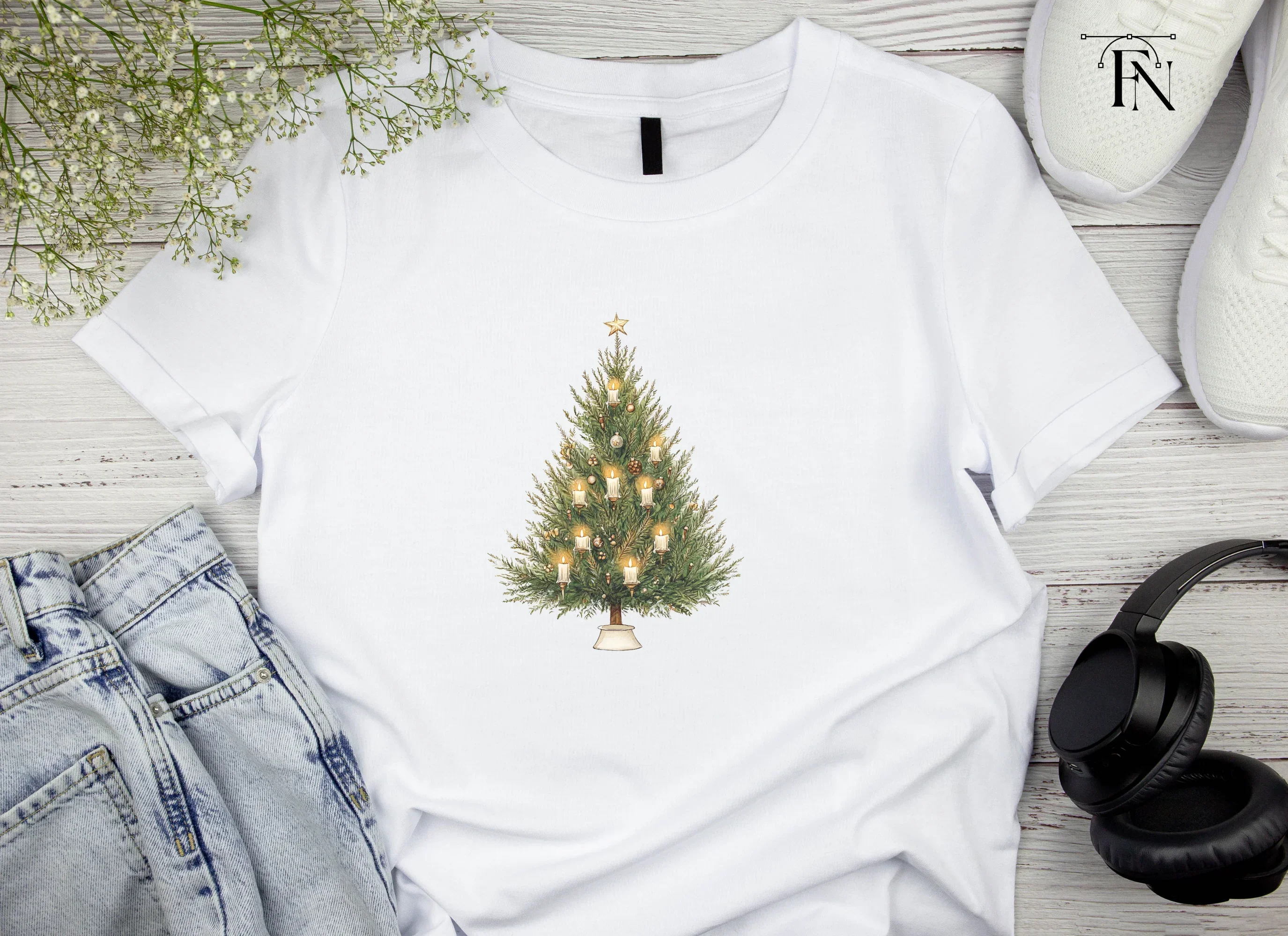 Festive Christmas Tree with Candles Clipart Bundle - Image 4