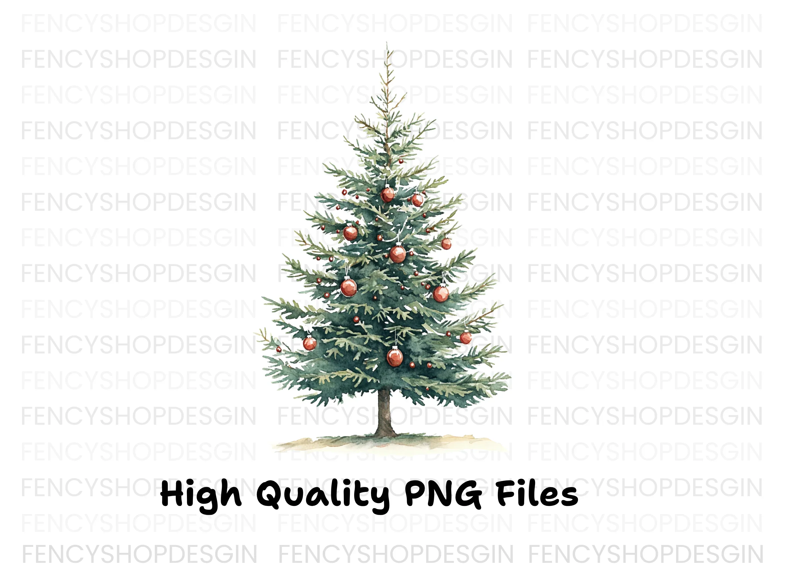 Festive Christmas Trees with Ornaments Clipart Bundle - Image 4
