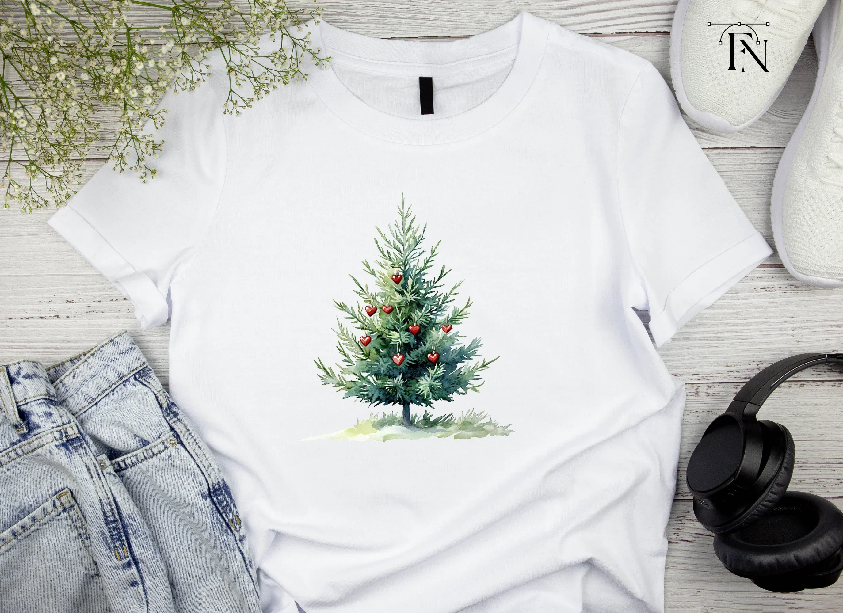 Festive Christmas Trees with Ornaments Clipart Bundle - Image 5