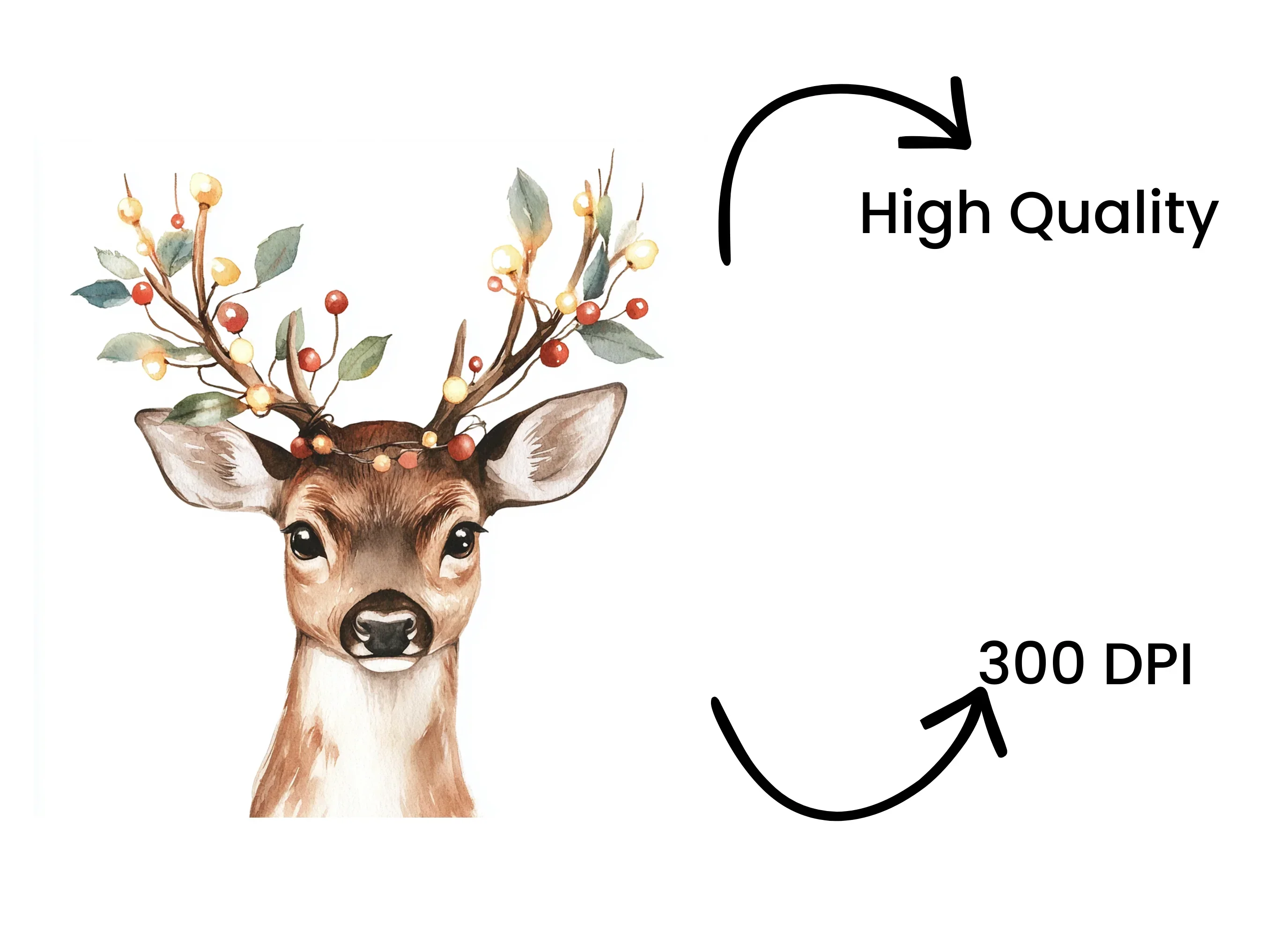 Festive Deer Head with Lights Clipart Bundle - Image 4
