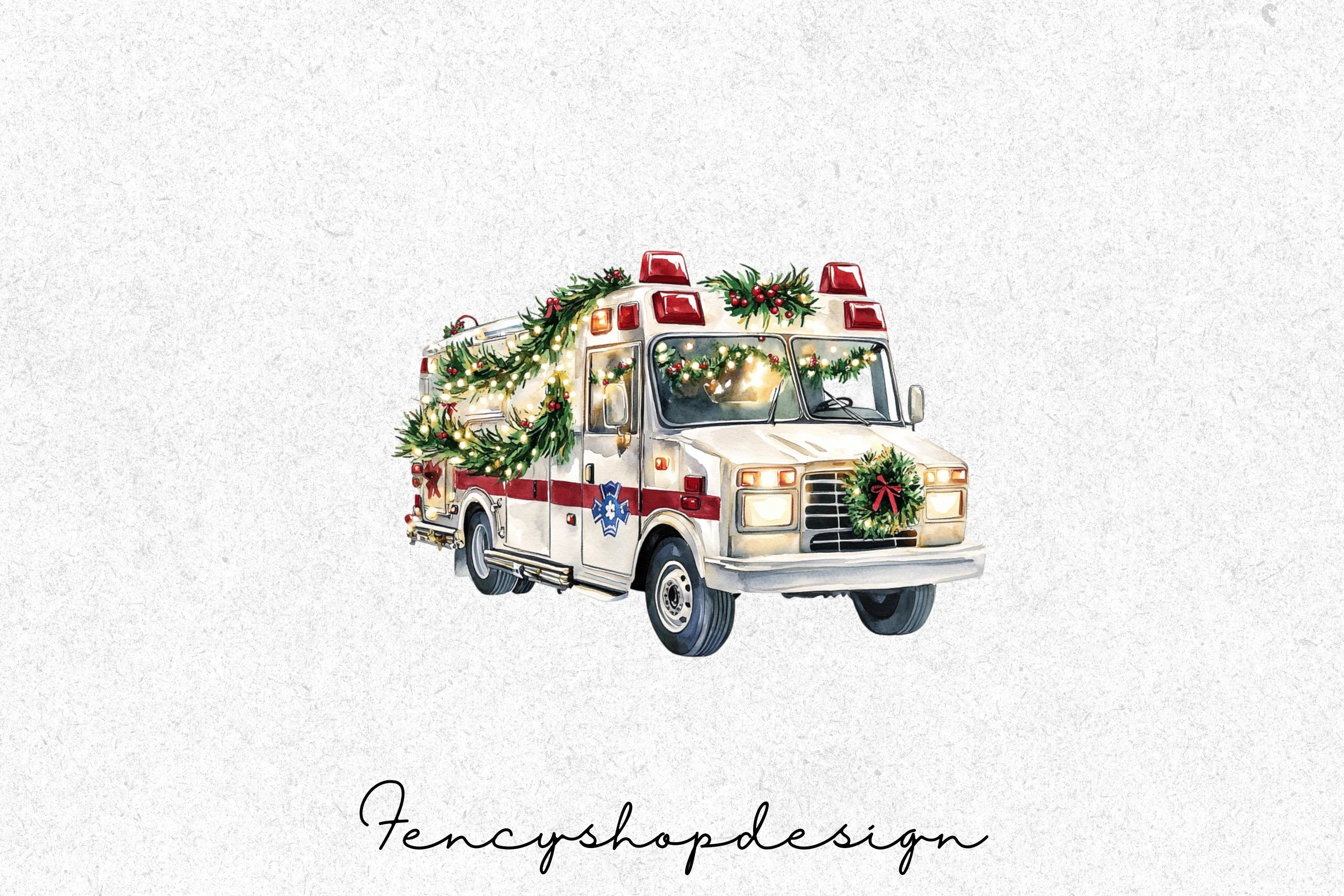 Festive EMS Ambulance Clipart Bundle - Image 3