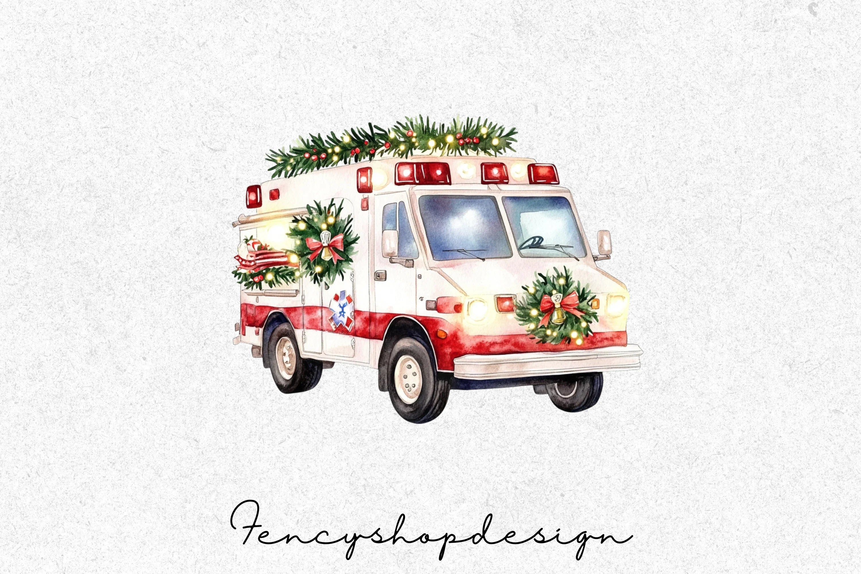 Festive EMS Ambulance Clipart Bundle - Image 4