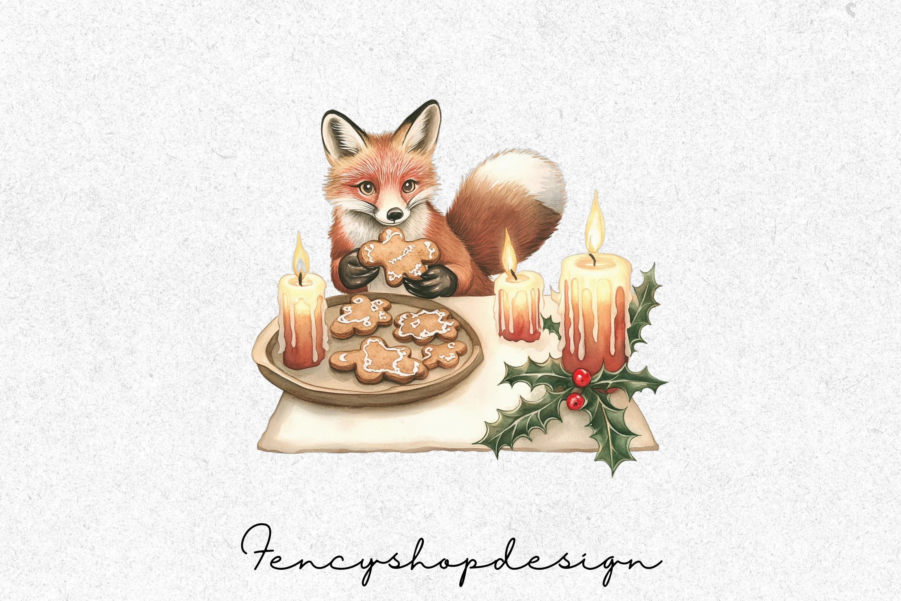 Festive Fox Christmas Baking Clipart Bundle - Image 2