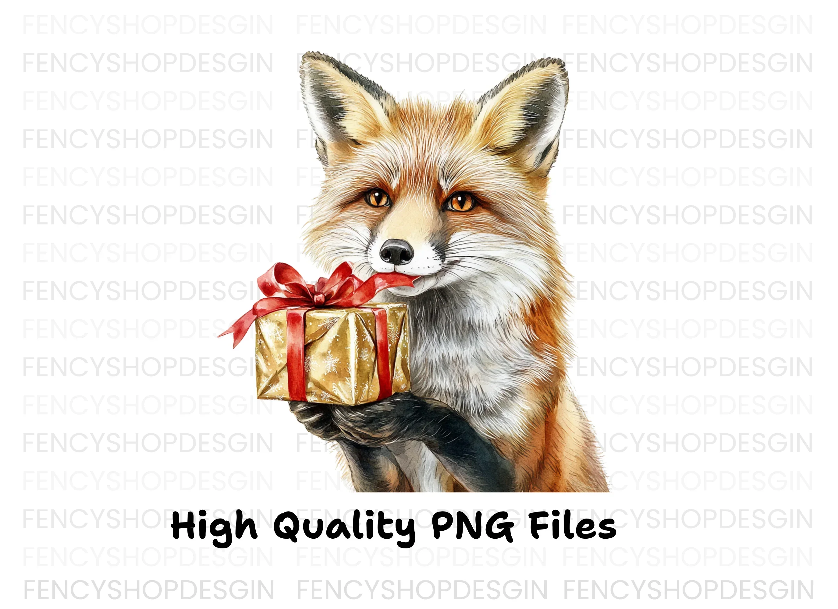 Festive Fox with Christmas Gift Clipart Bundle - Image 3