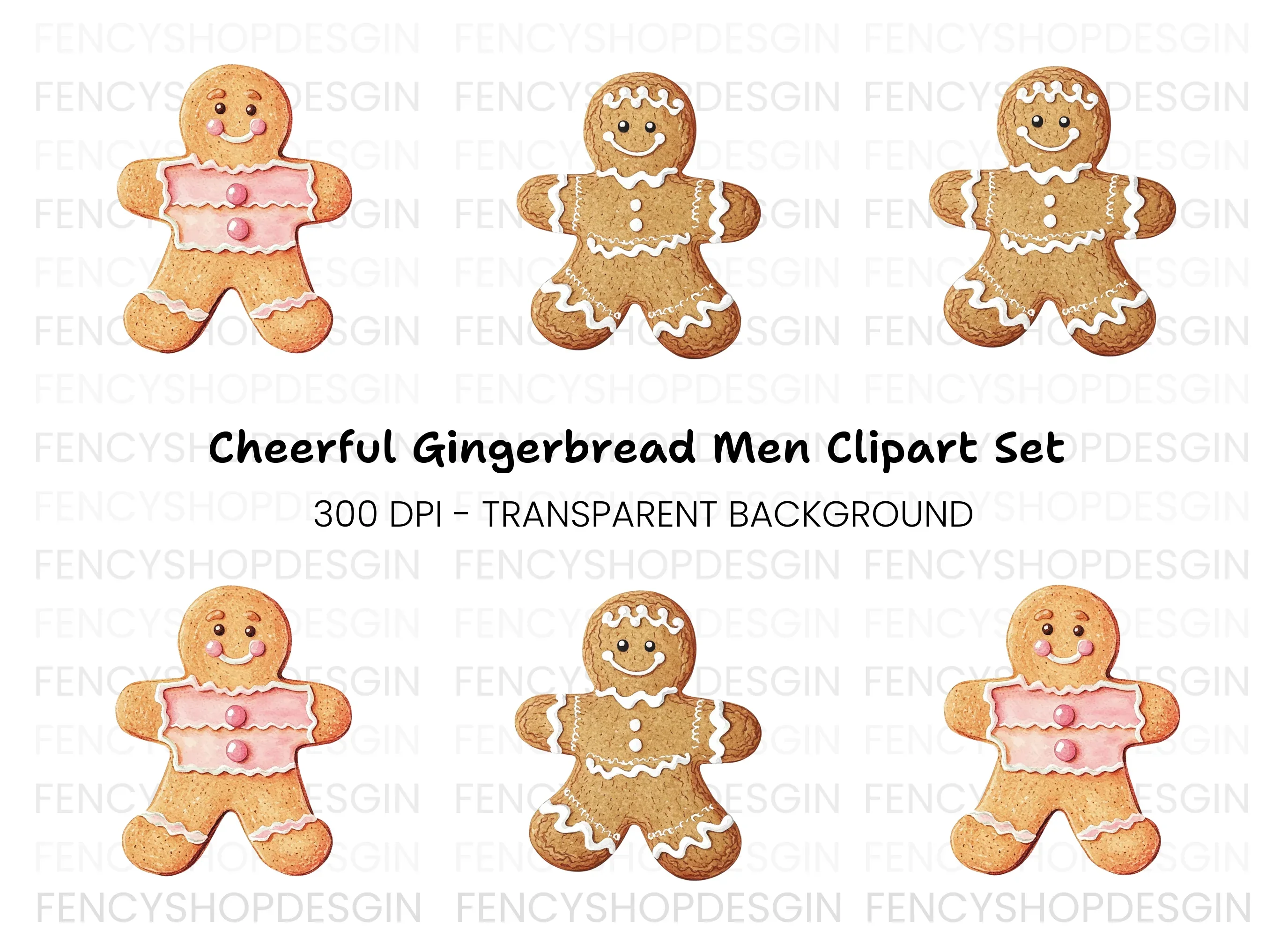Festive Gingerbread Couple Clipart Bundle