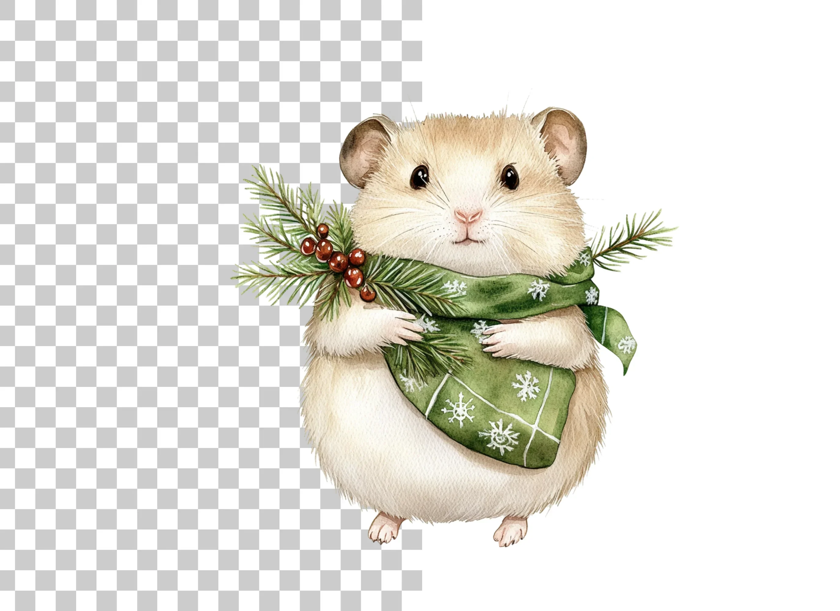 Festive Hamster Christmas Clipart Bundle - Image 6