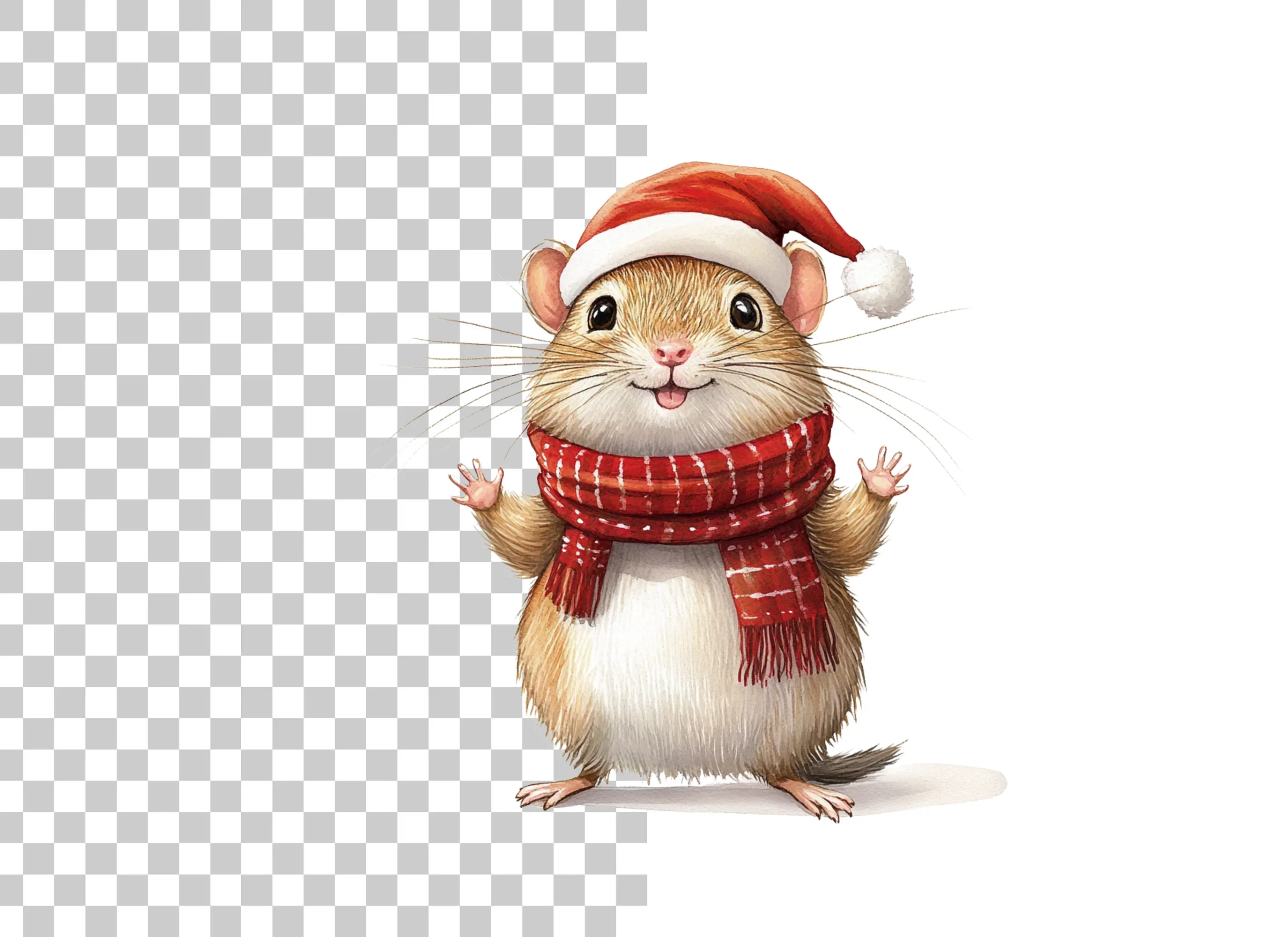 Festive Hamster in Santa Hat and Scarf Clipart Bundle - Image 6