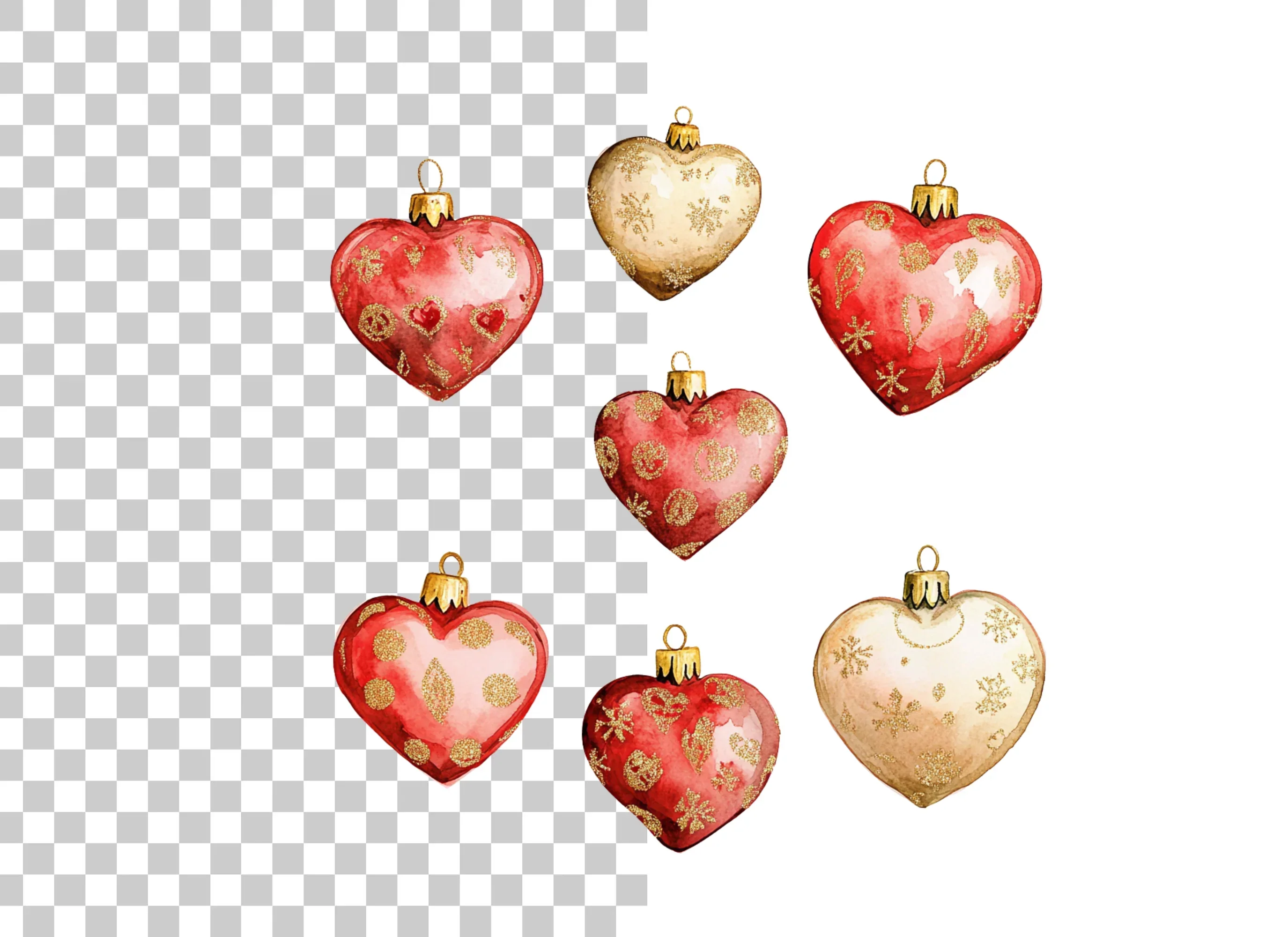 Festive Heart Ornament Clipart Bundle - Image 2