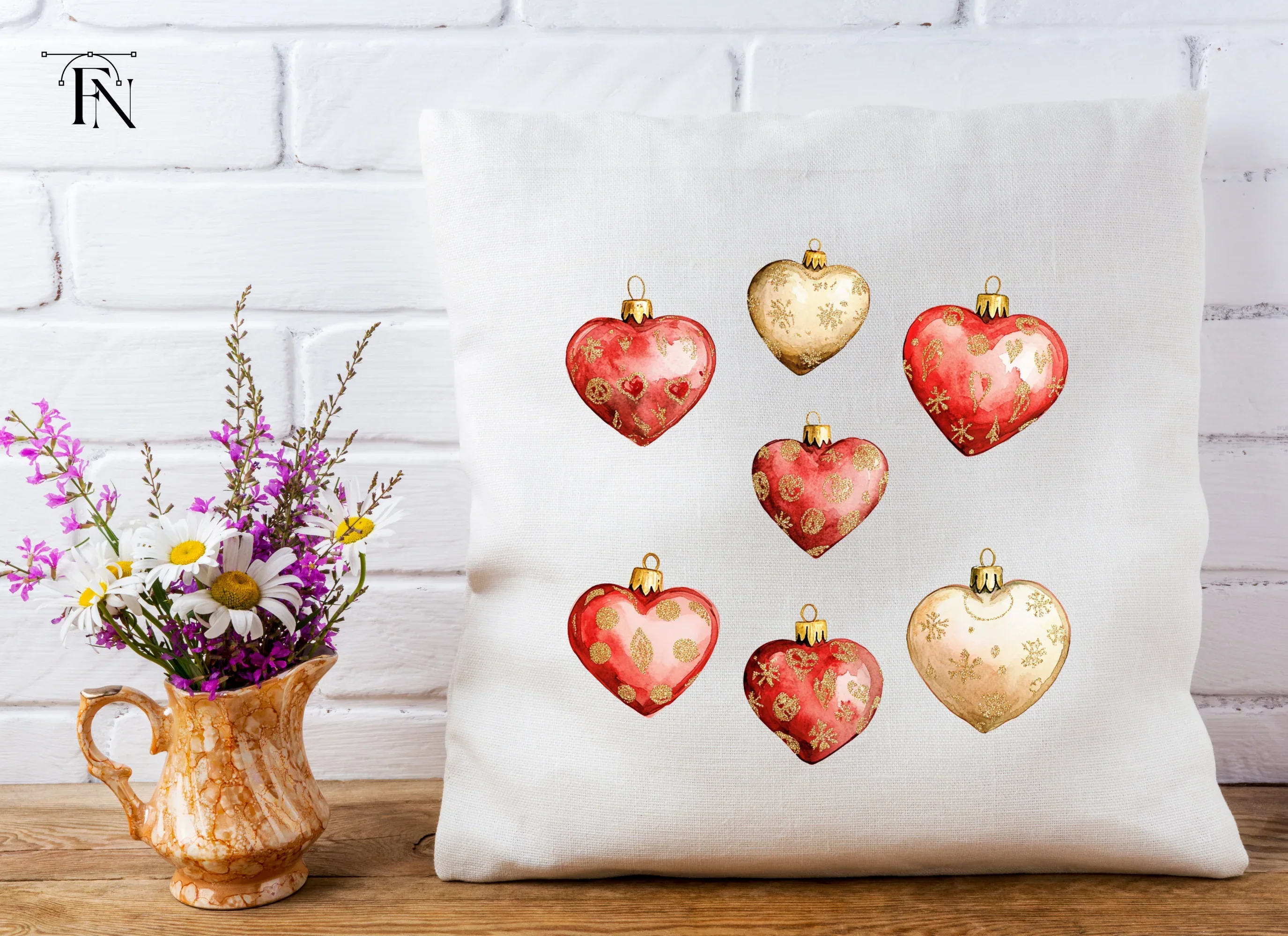 Festive Heart Ornament Clipart Bundle - Image 5