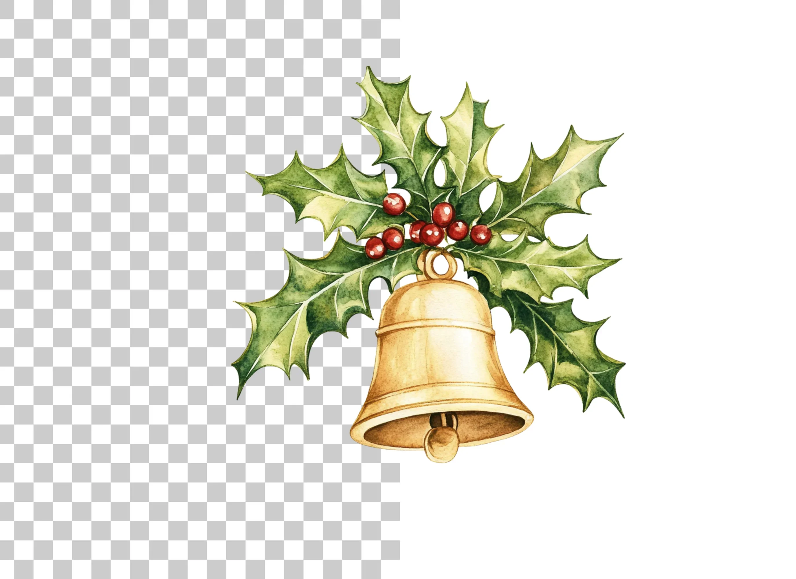 Festive Holly and Bell Christmas Clipart Bundle - Image 2