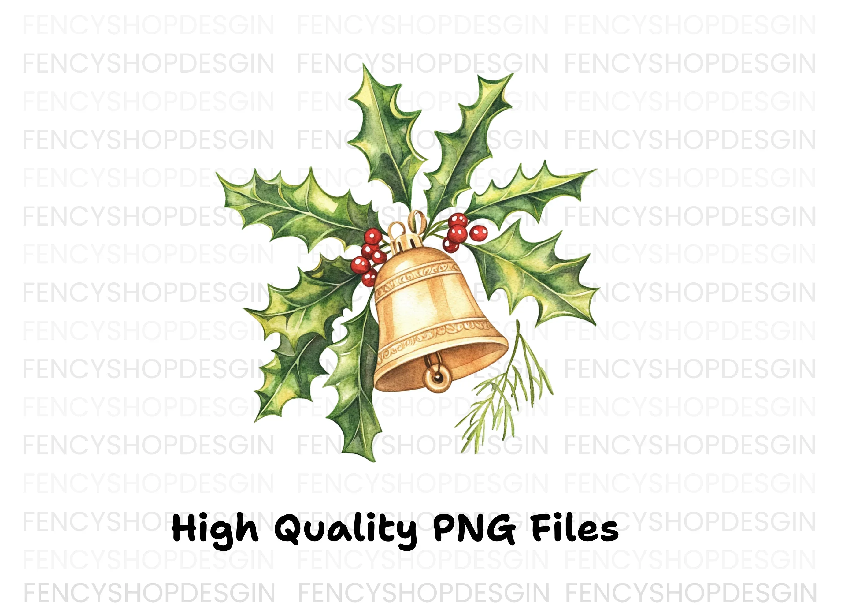 Festive Holly and Bell Christmas Clipart Bundle - Image 3