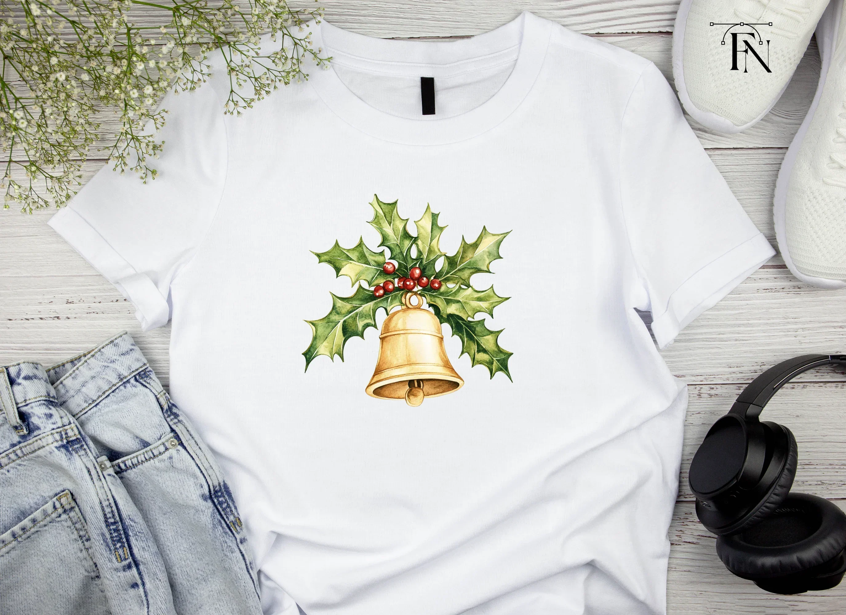 Festive Holly and Bell Christmas Clipart Bundle - Image 4