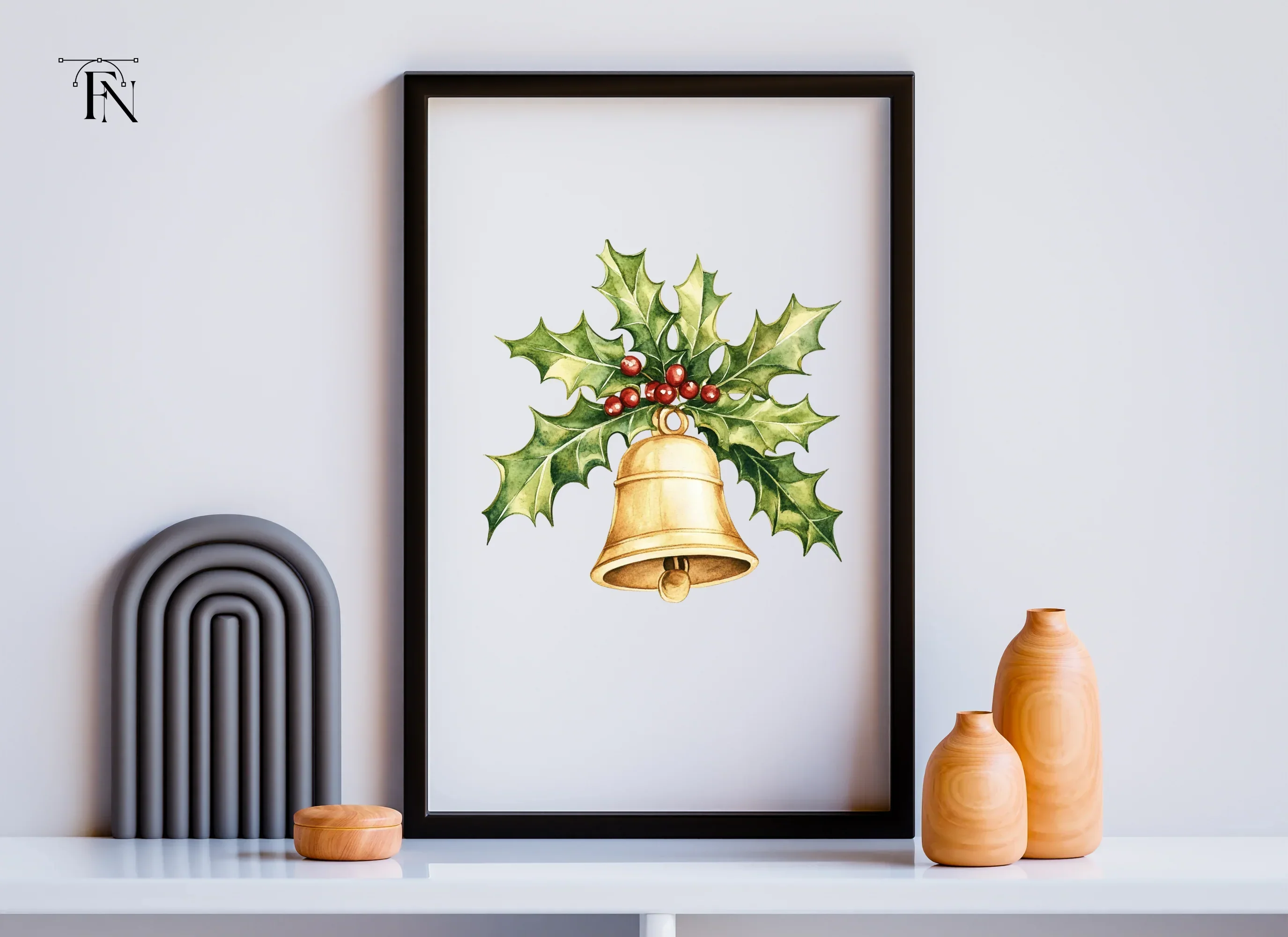 Festive Holly and Bell Christmas Clipart Bundle - Image 6