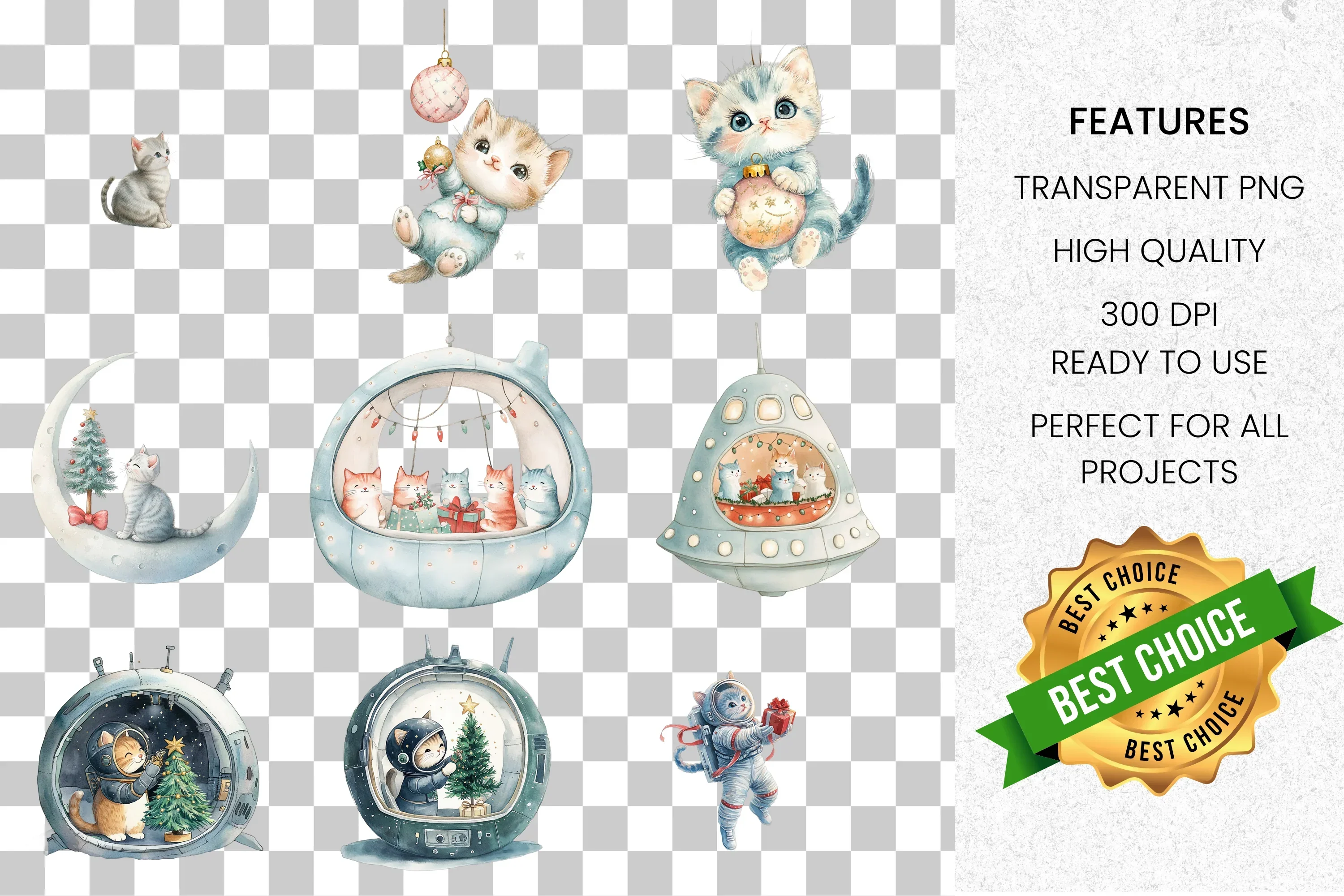 Festive Kitten Clipart Bundle - Image 8