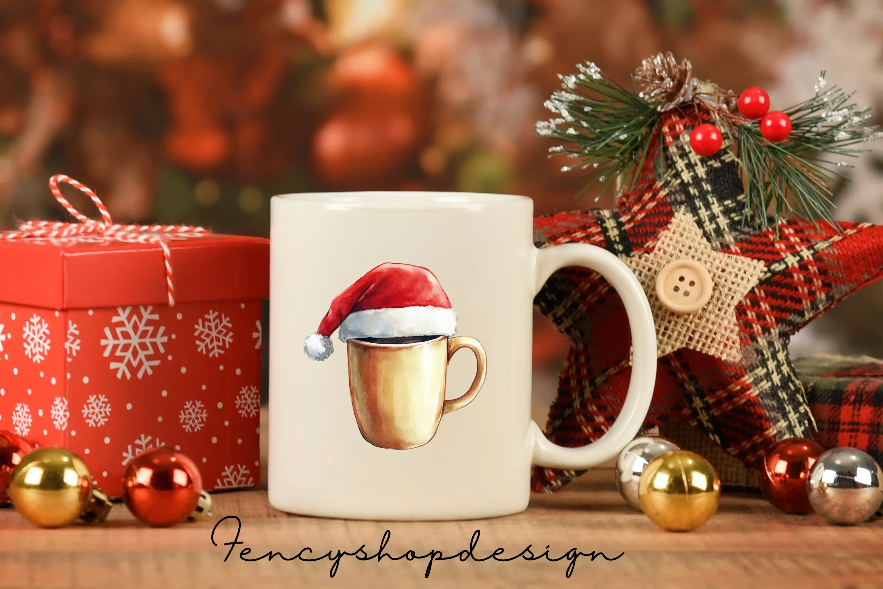 Festive Laptop with Christmas Lights Clipart Bundle - Image 8