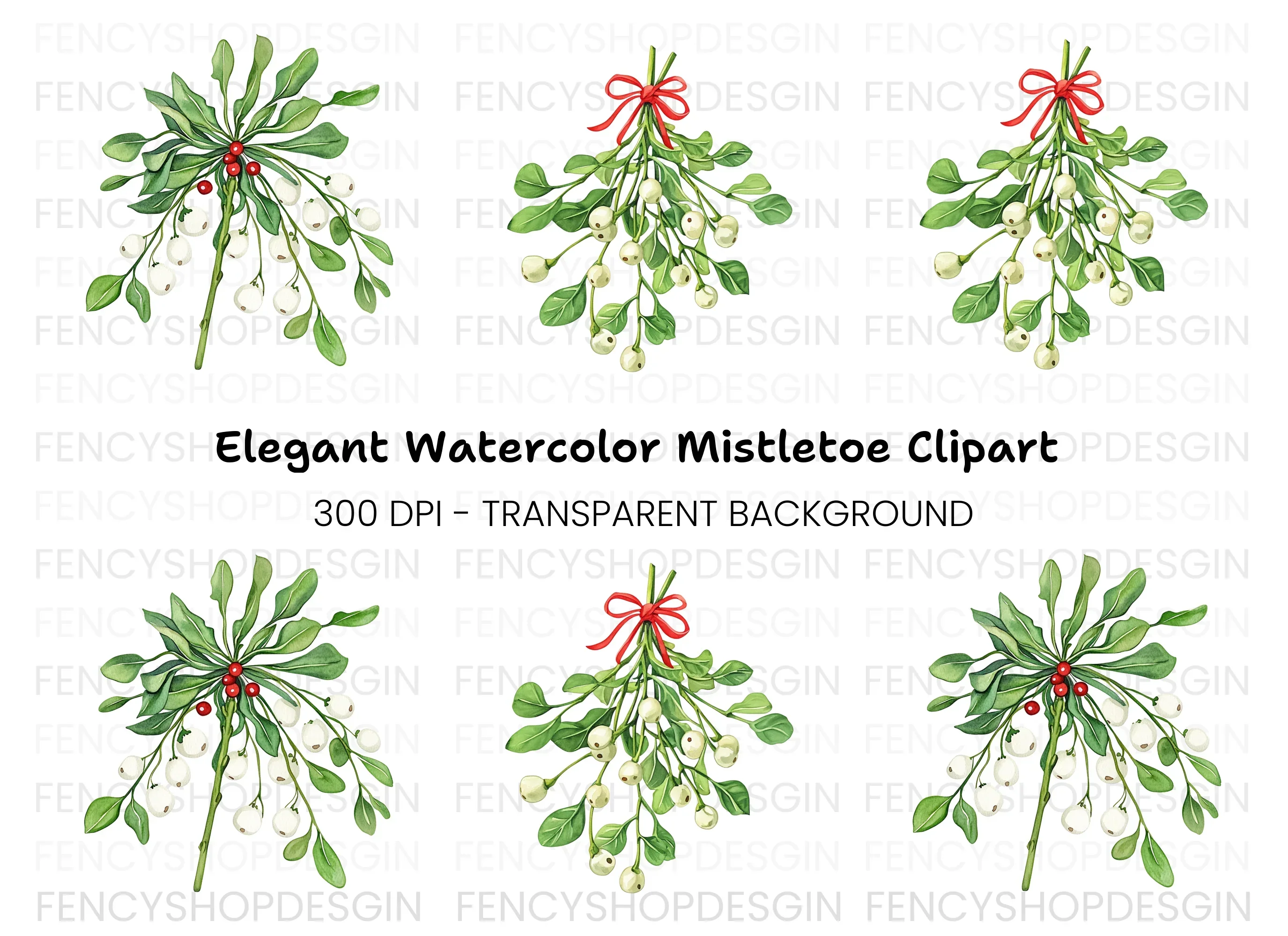 Festive Mistletoe Clipart Bundle