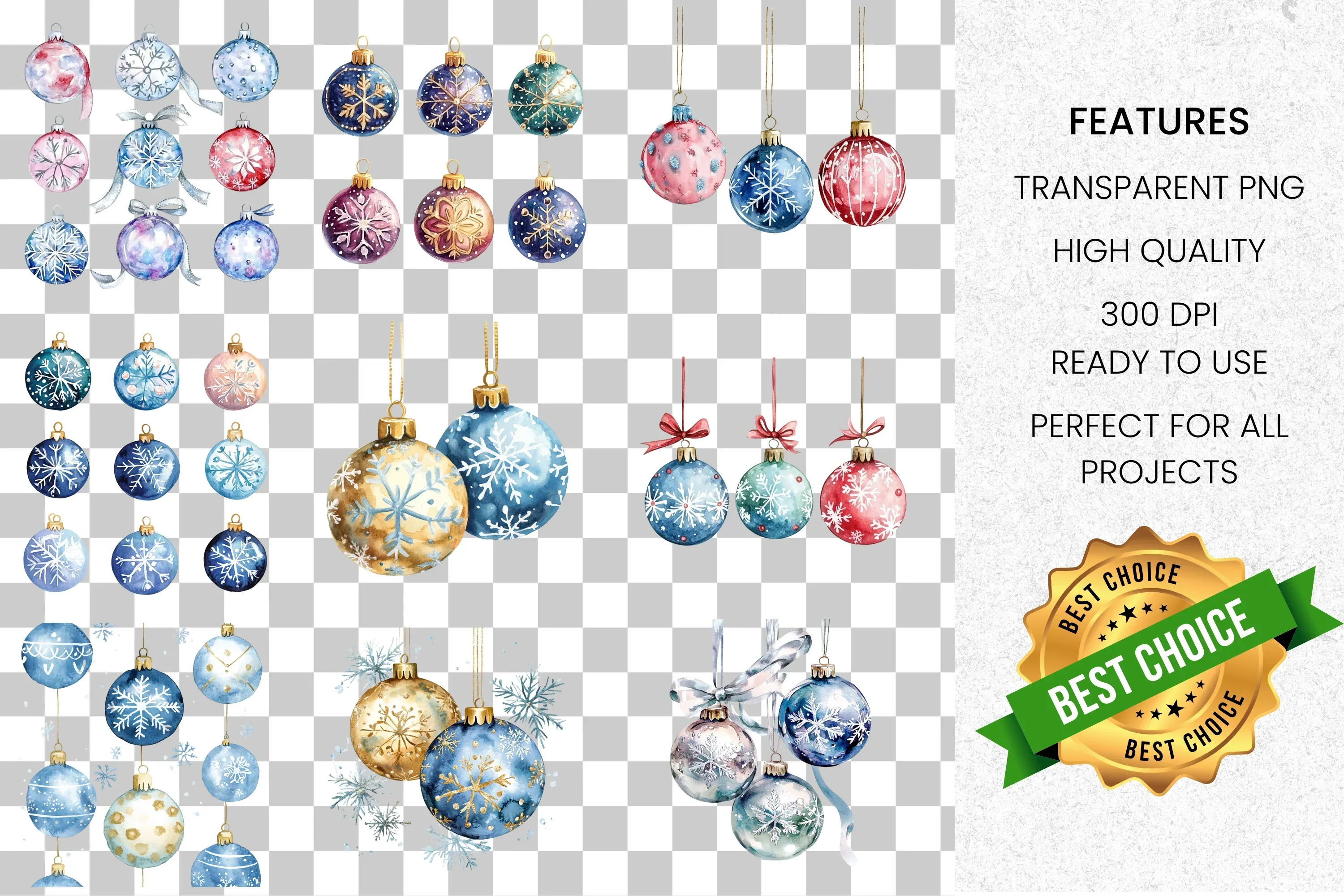 Festive Ornaments Clipart Bundle - Image 8