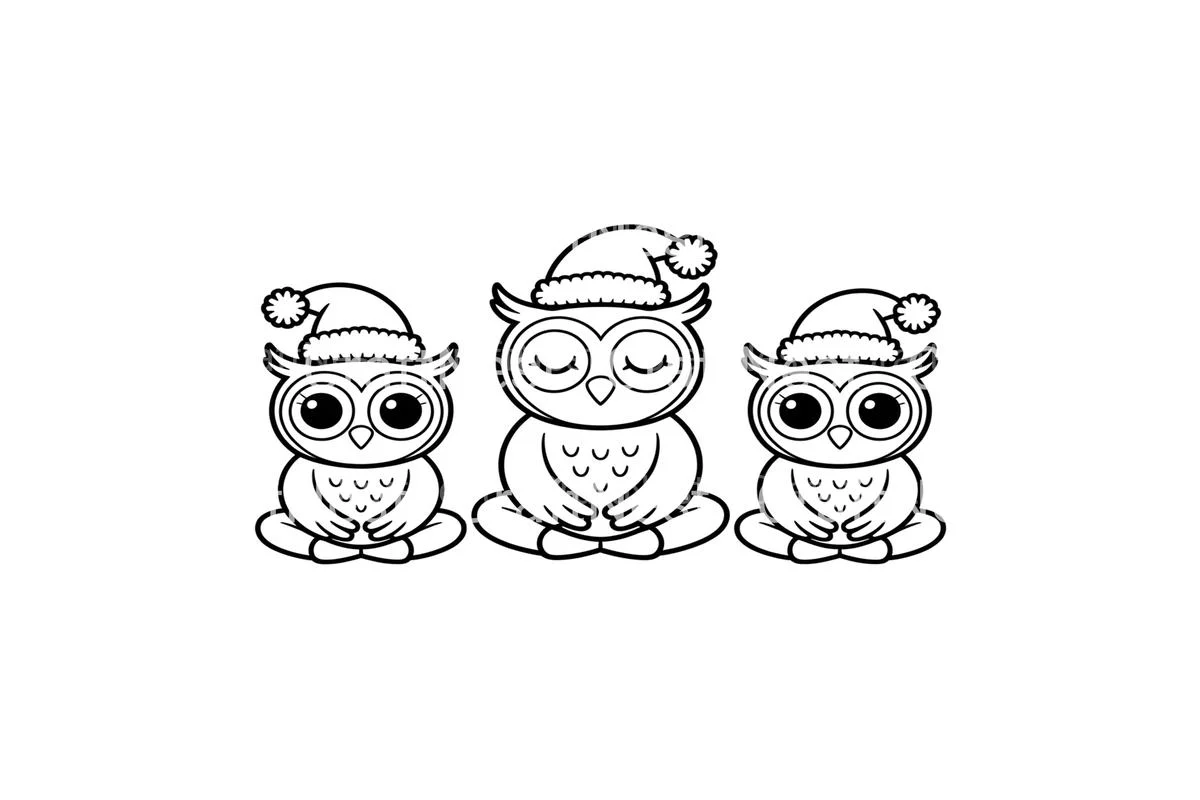 Festive Owls Christmas Coloring Books - Image 3