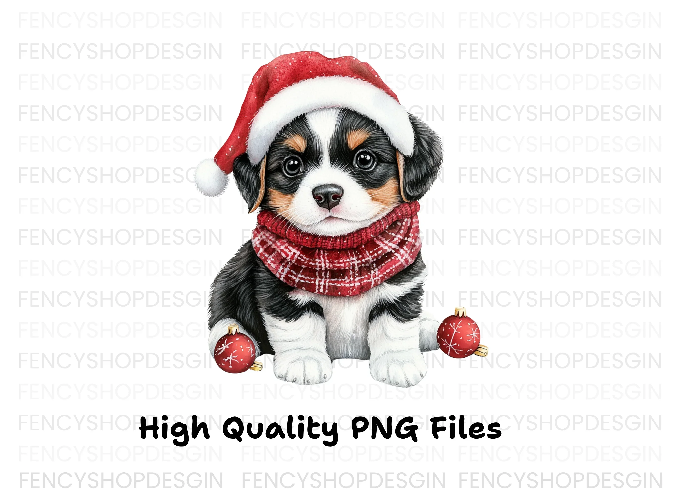 Festive Puppy Christmas Ornaments Clipart Bundle - Image 2