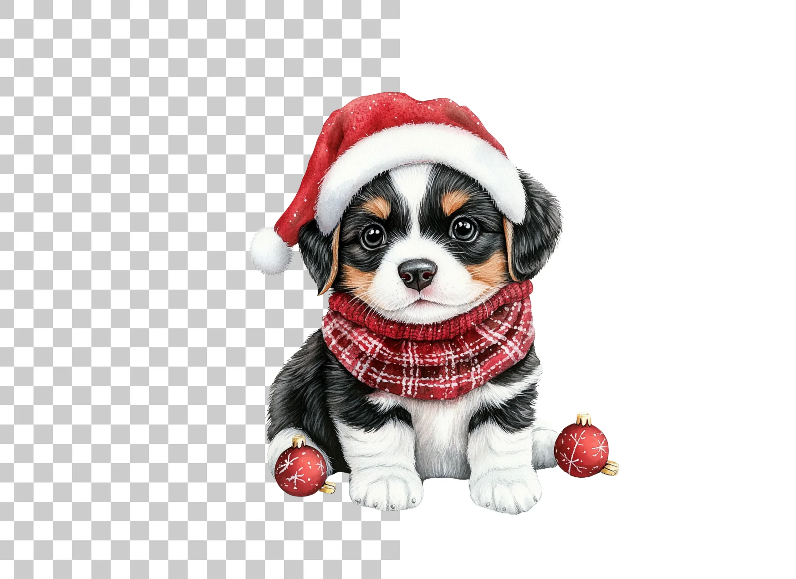 Festive Puppy Christmas Ornaments Clipart Bundle - Image 6