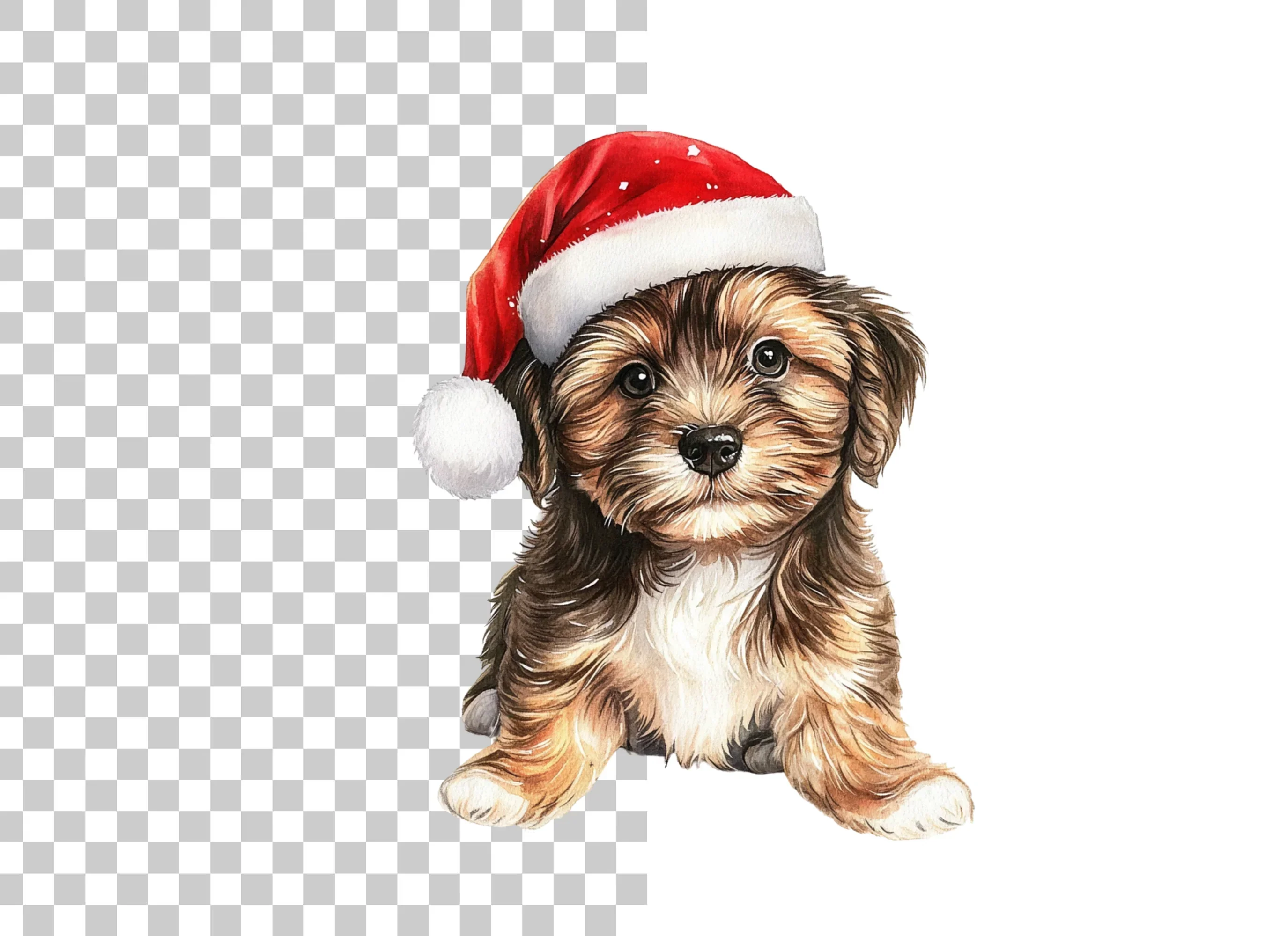 Festive Puppy with Santa Hat Clipart Bundle - Image 2