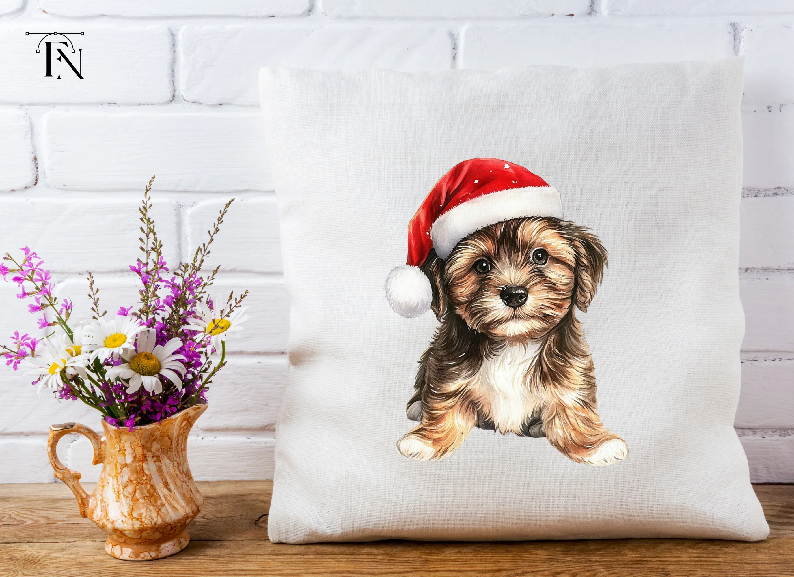 Festive Puppy with Santa Hat Clipart Bundle - Image 5