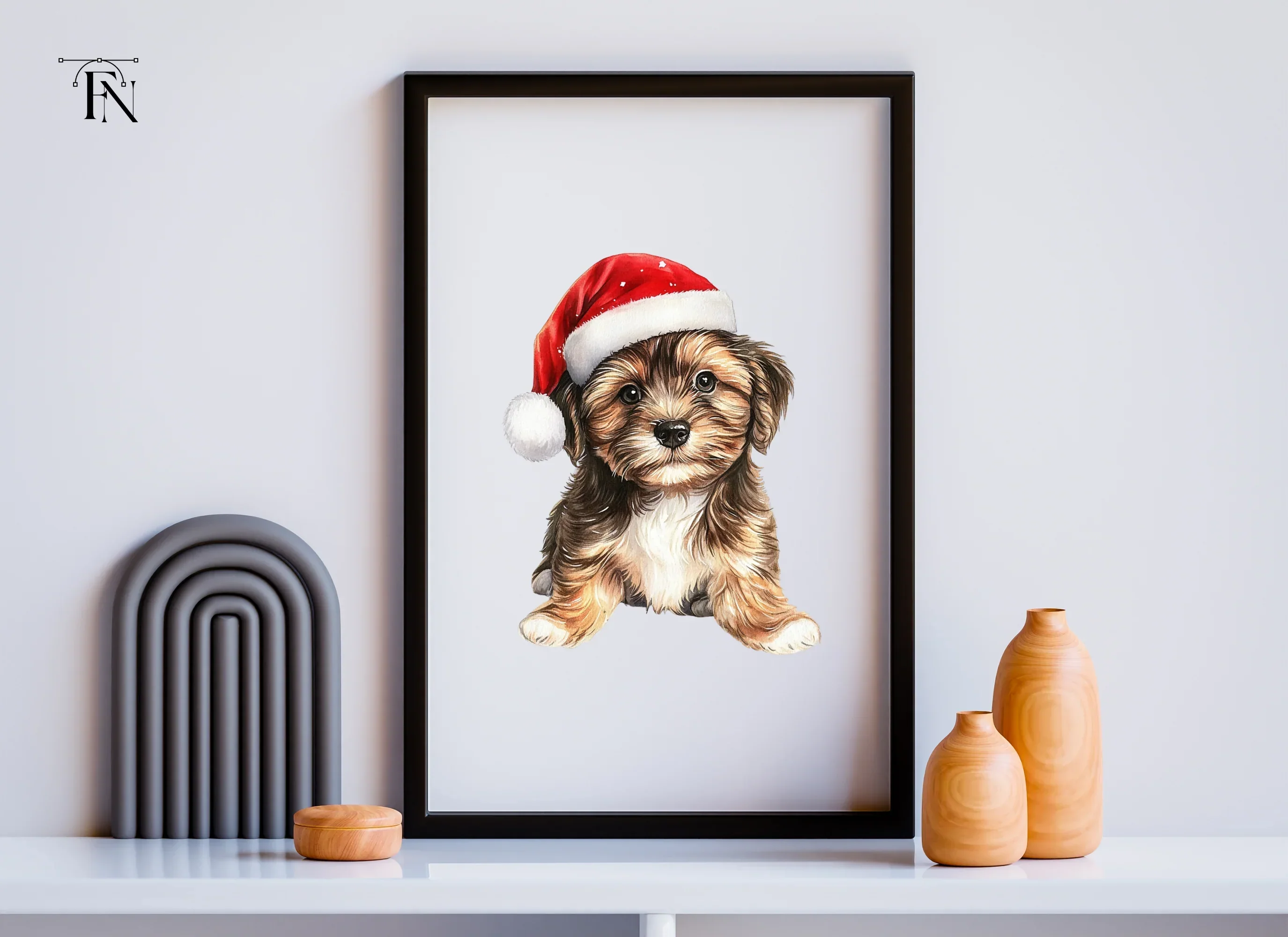 Festive Puppy with Santa Hat Clipart Bundle - Image 6