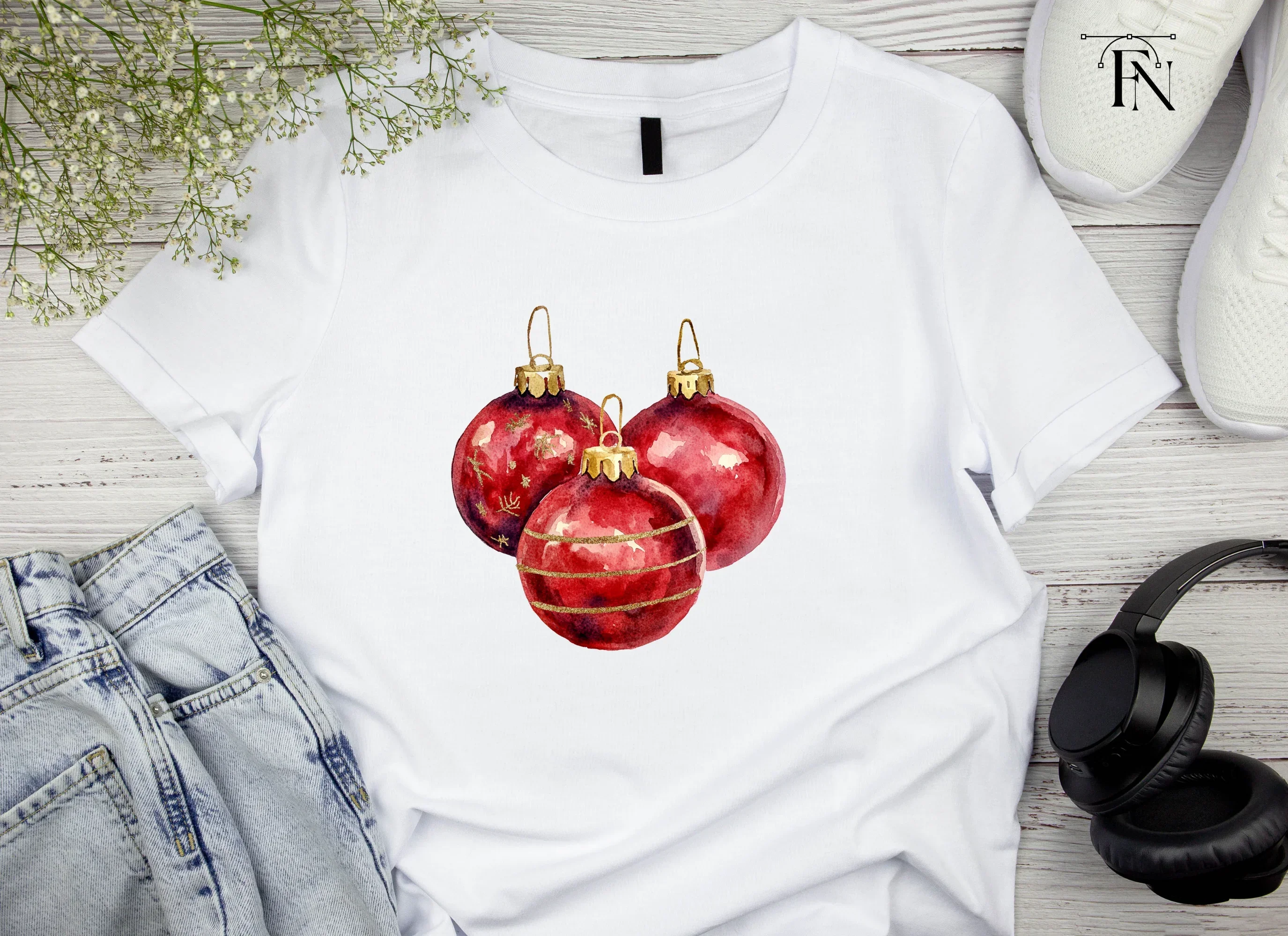 Festive Red Ornament Clipart Bundle - Image 3
