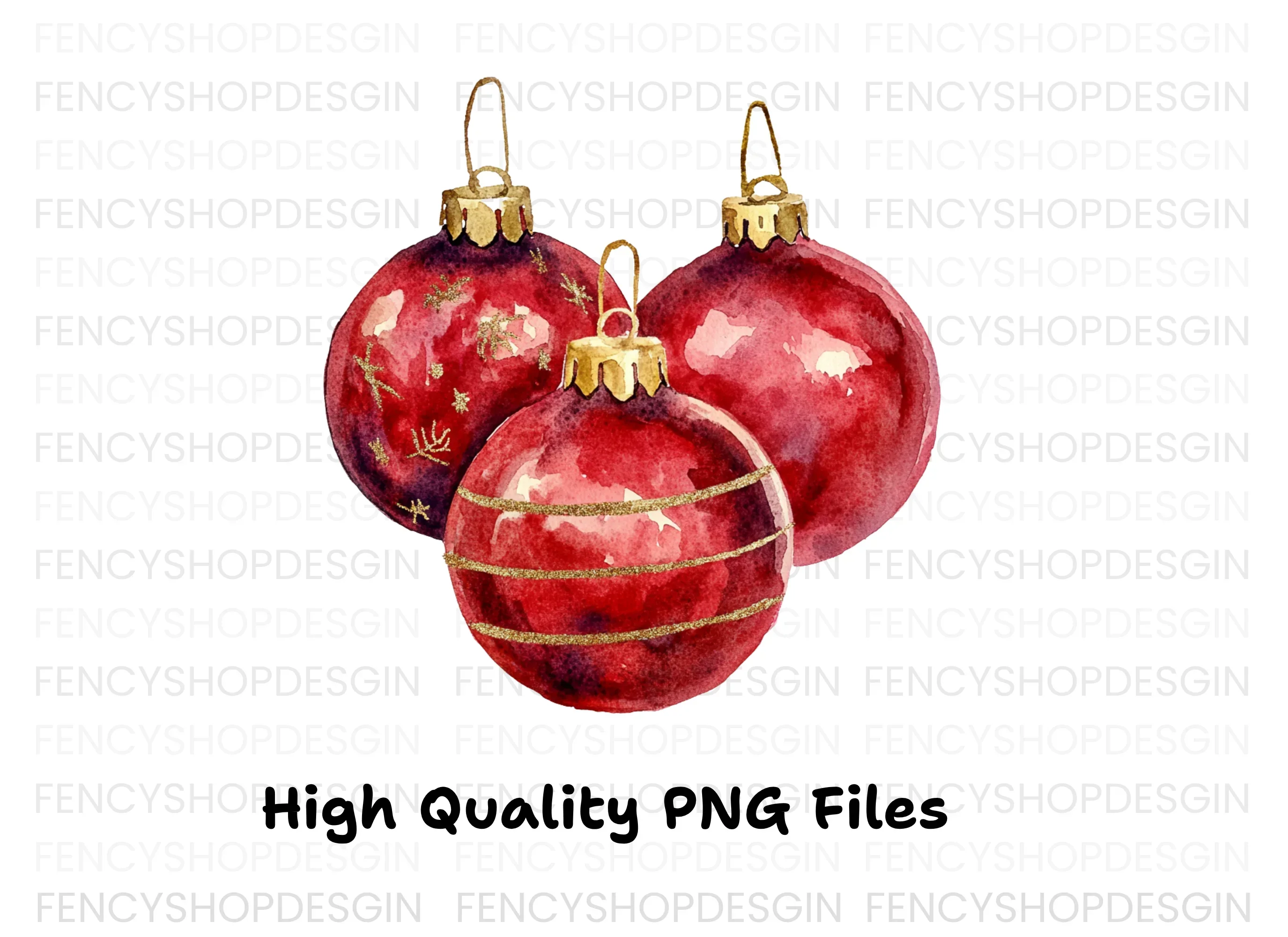 Festive Red Ornament Clipart Bundle - Image 4