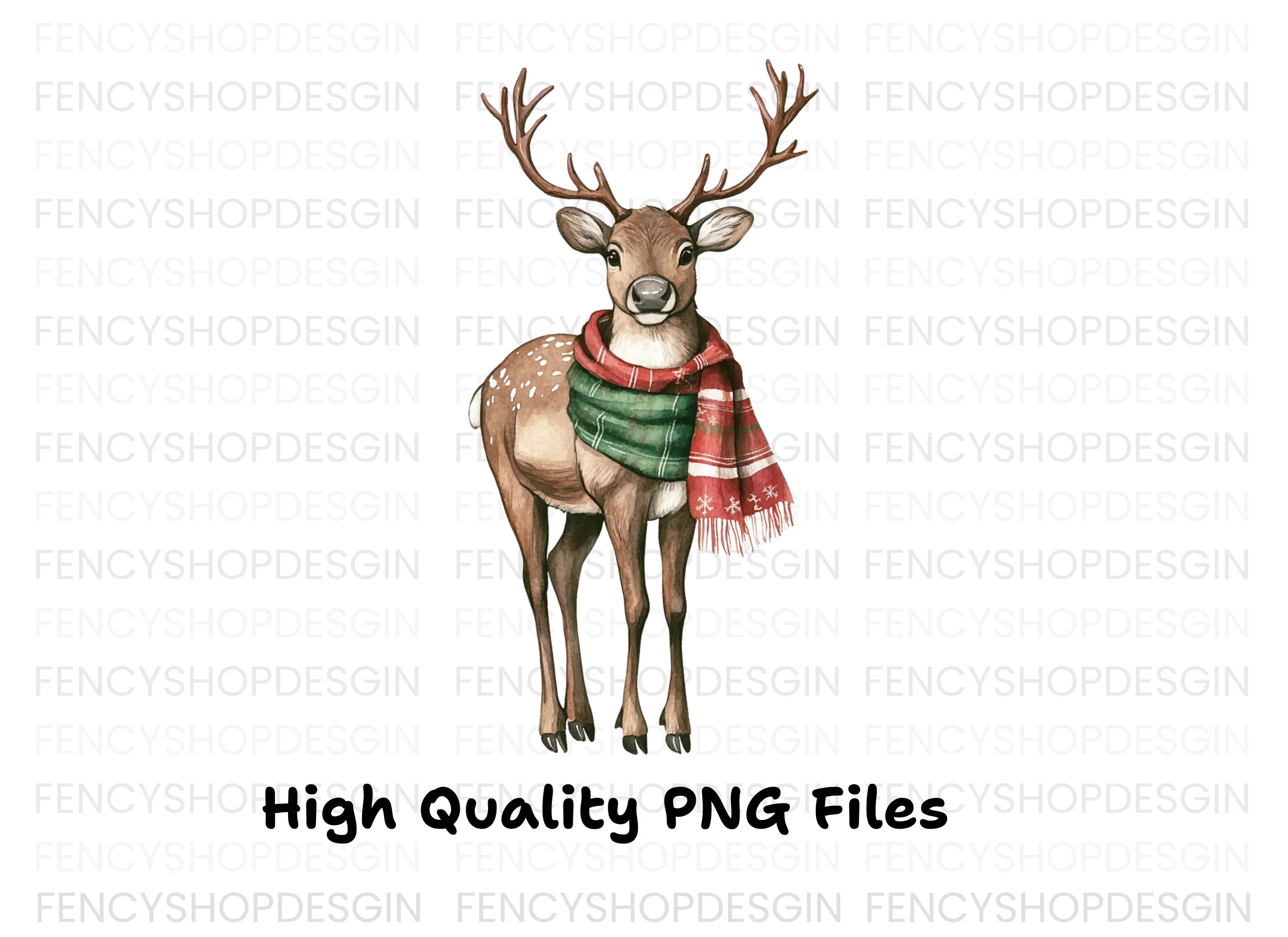 Festive Reindeer with Green Scarf Clipart Bundle - Image 3