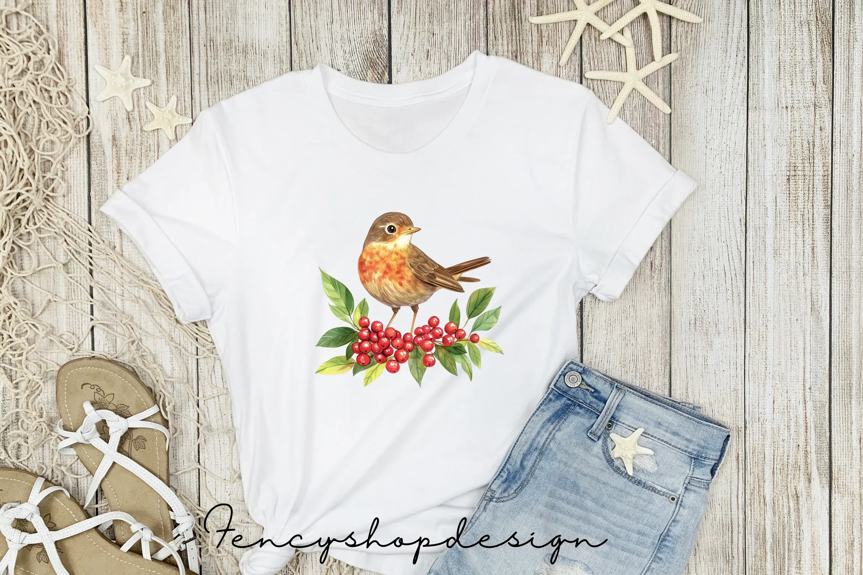 Festive Robin Bird and Holly Berry Clipart Bundle - Image 5
