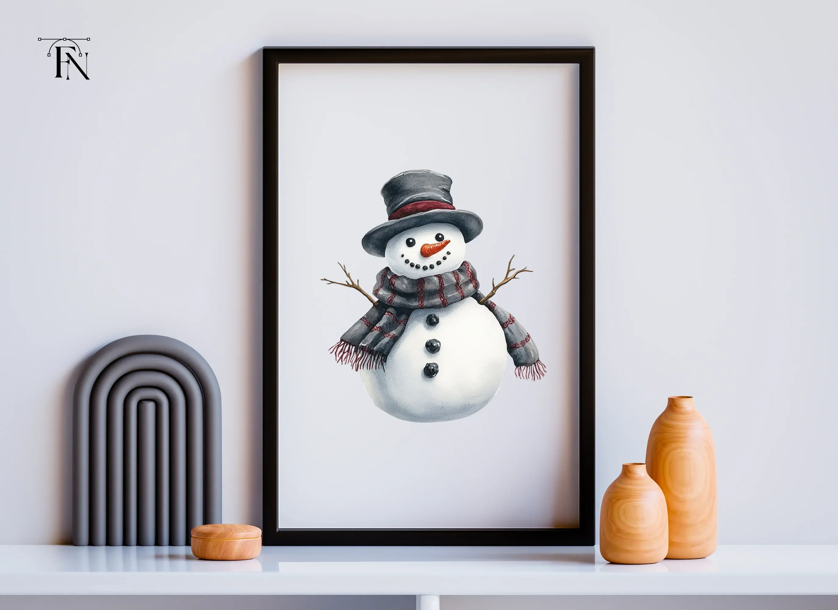Festive Snowmen with Plaid Accessories Clipart Bundle - Image 6