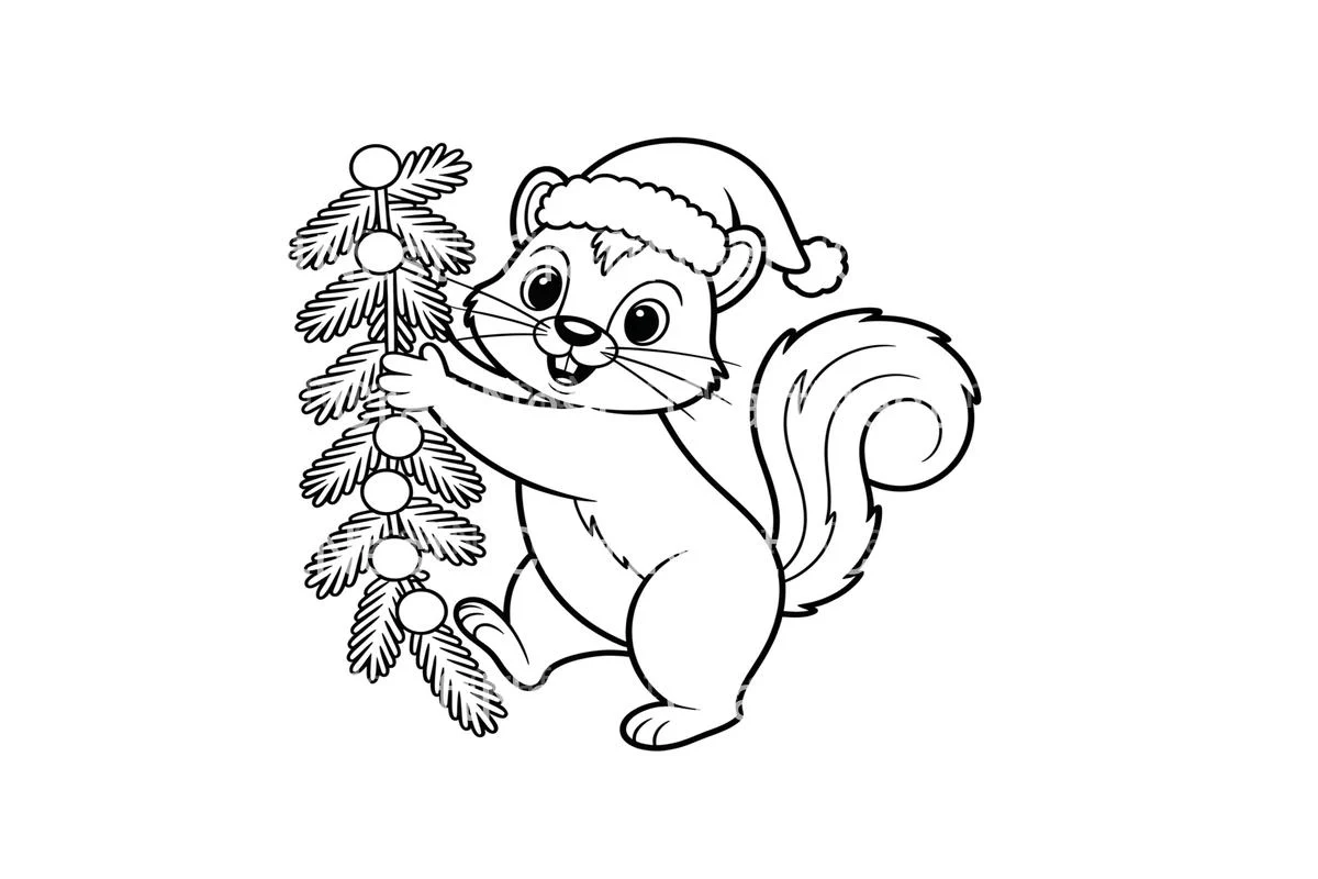 Festive Squirrels Christmas Coloring Books - Image 2