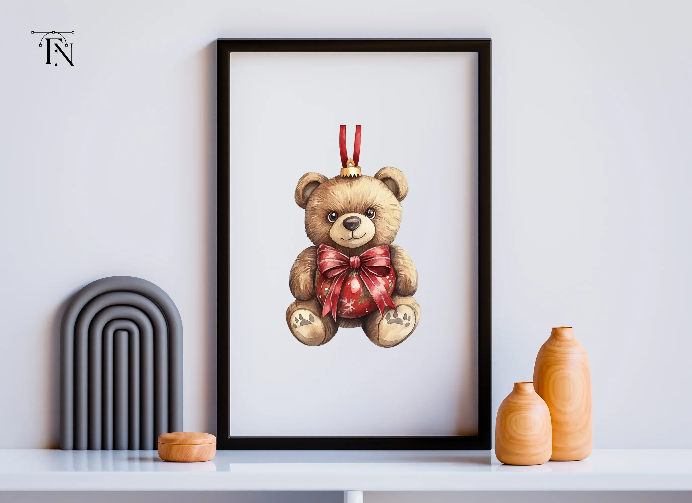 Festive Teddy Bear Christmas Decoration Clipart Bundle - Image 6