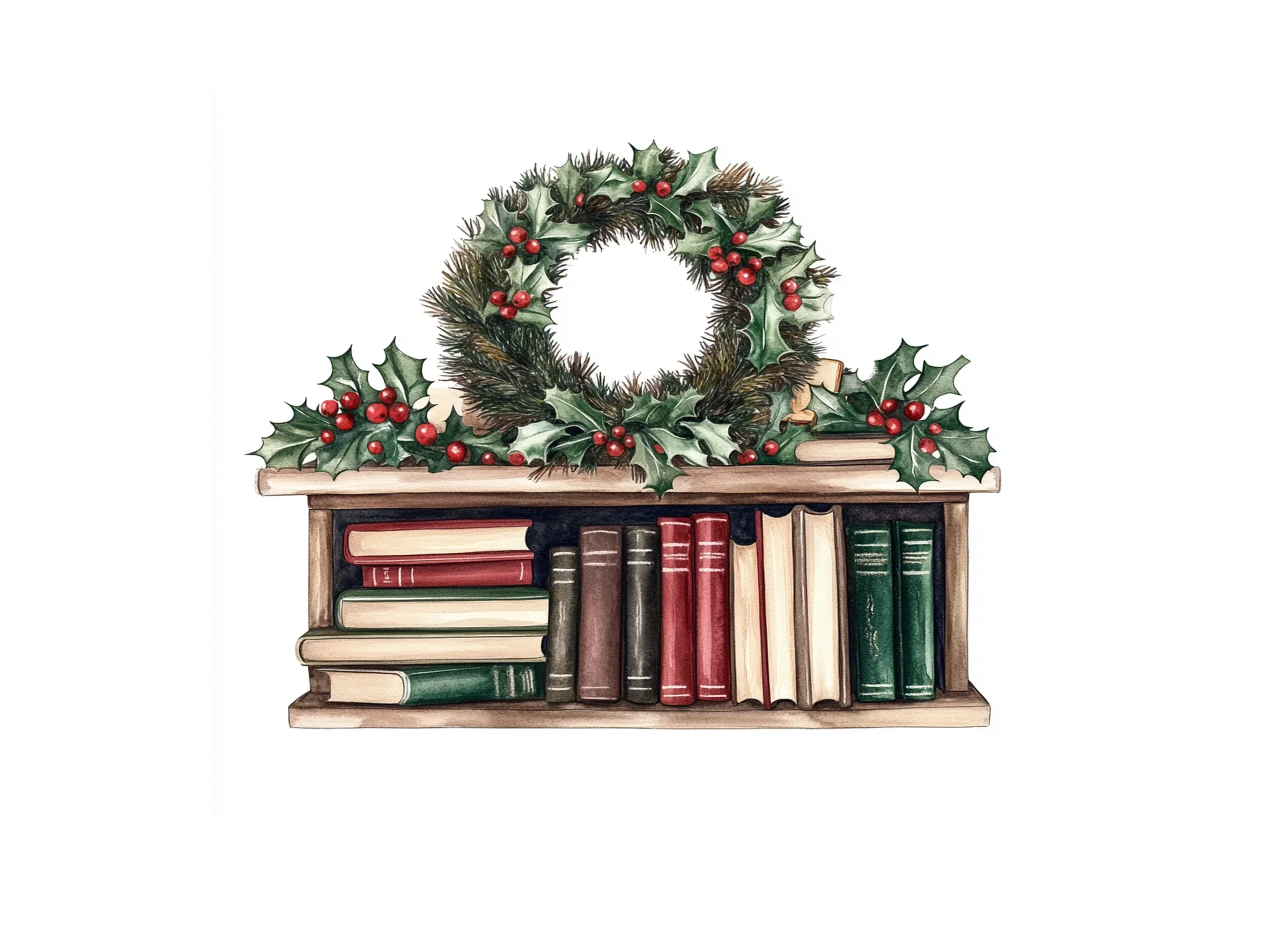 Festive Winter Bookshelf Clipart Bundle - Image 2